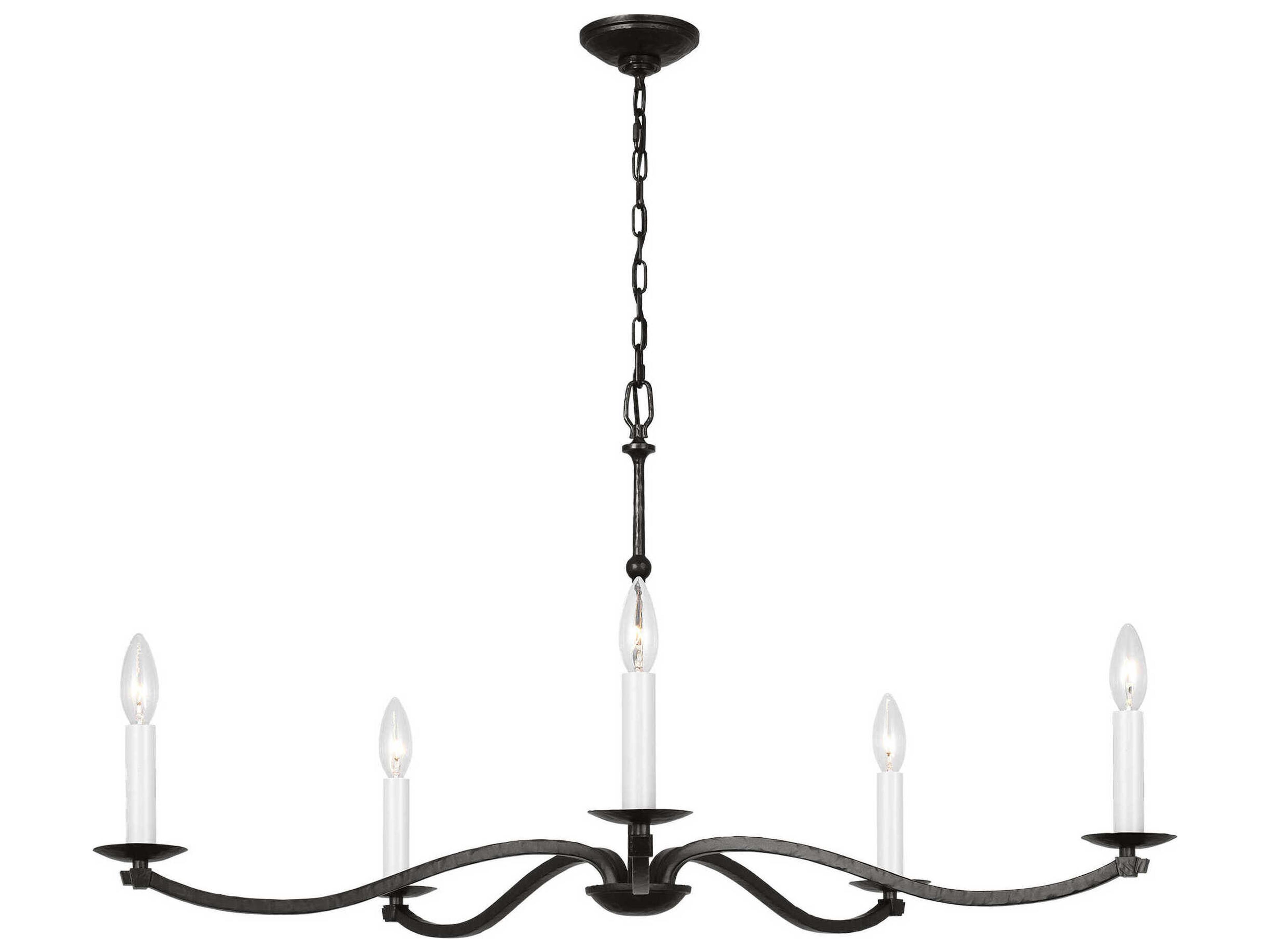 Visual Comfort Studio Wellen 5-Light Aged Iron Black Candelabra Chandelier