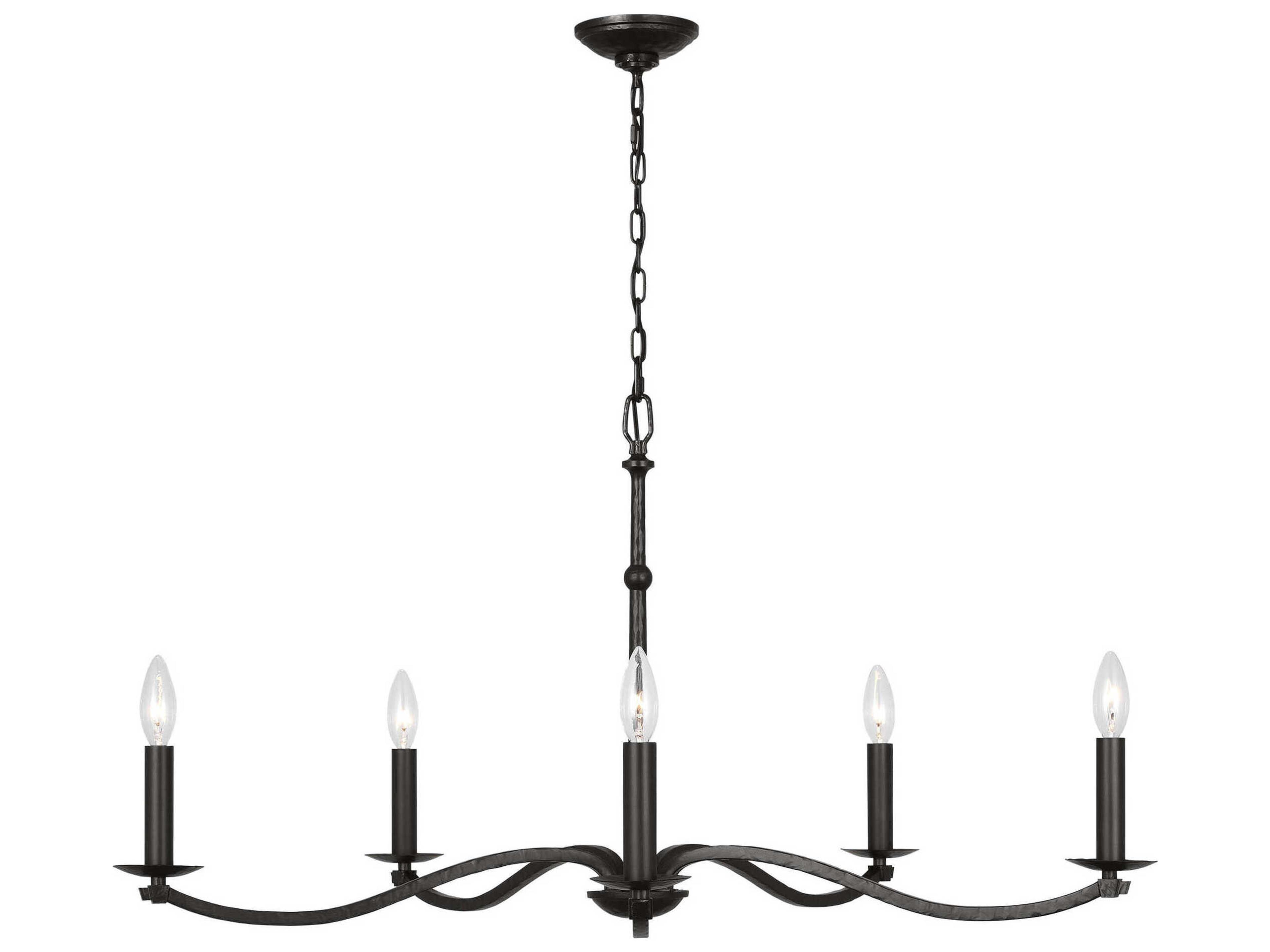 Visual Comfort Studio Wellen 5-Light Aged Iron Black Candelabra Chandelier