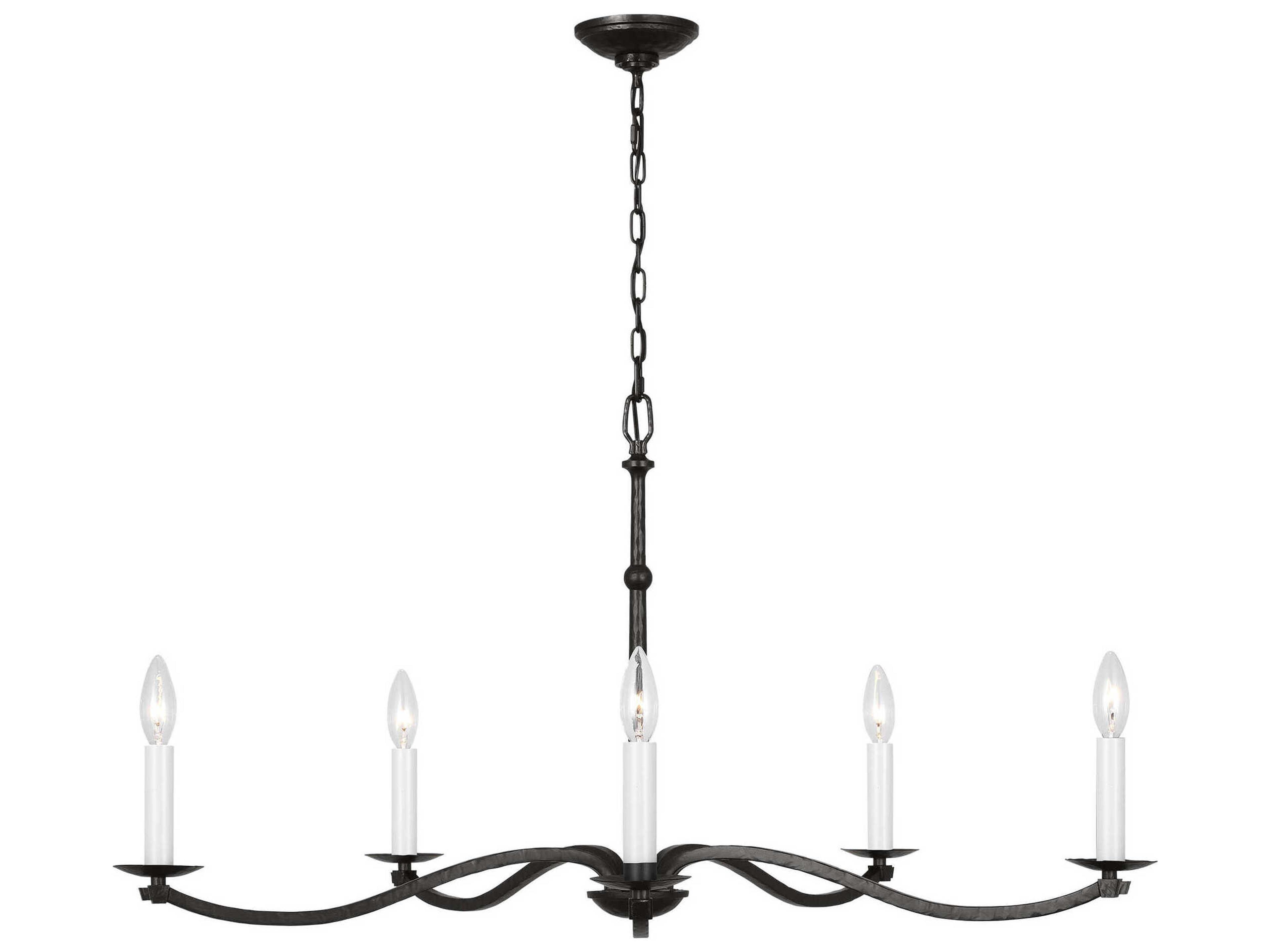 Visual Comfort Studio Wellen 5-Light Aged Iron Black Candelabra Chandelier