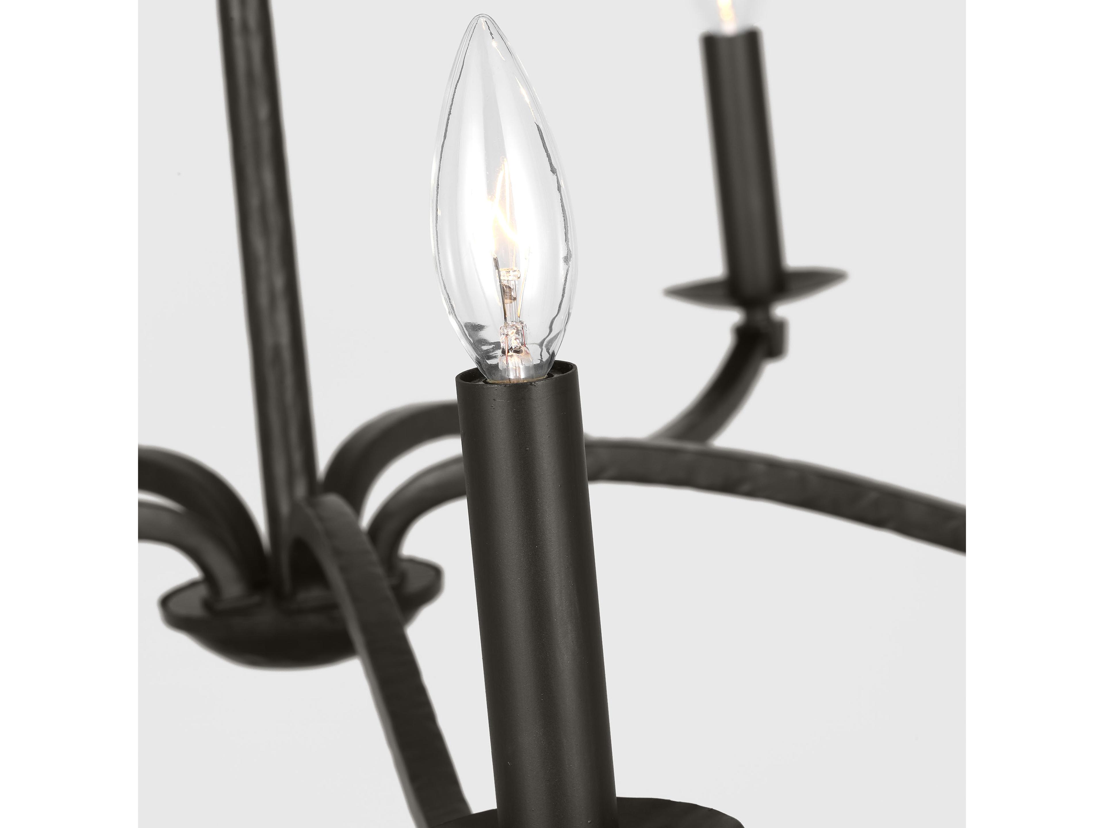 Visual Comfort Studio Wellen 5-Light Aged Iron Black Candelabra Chandelier