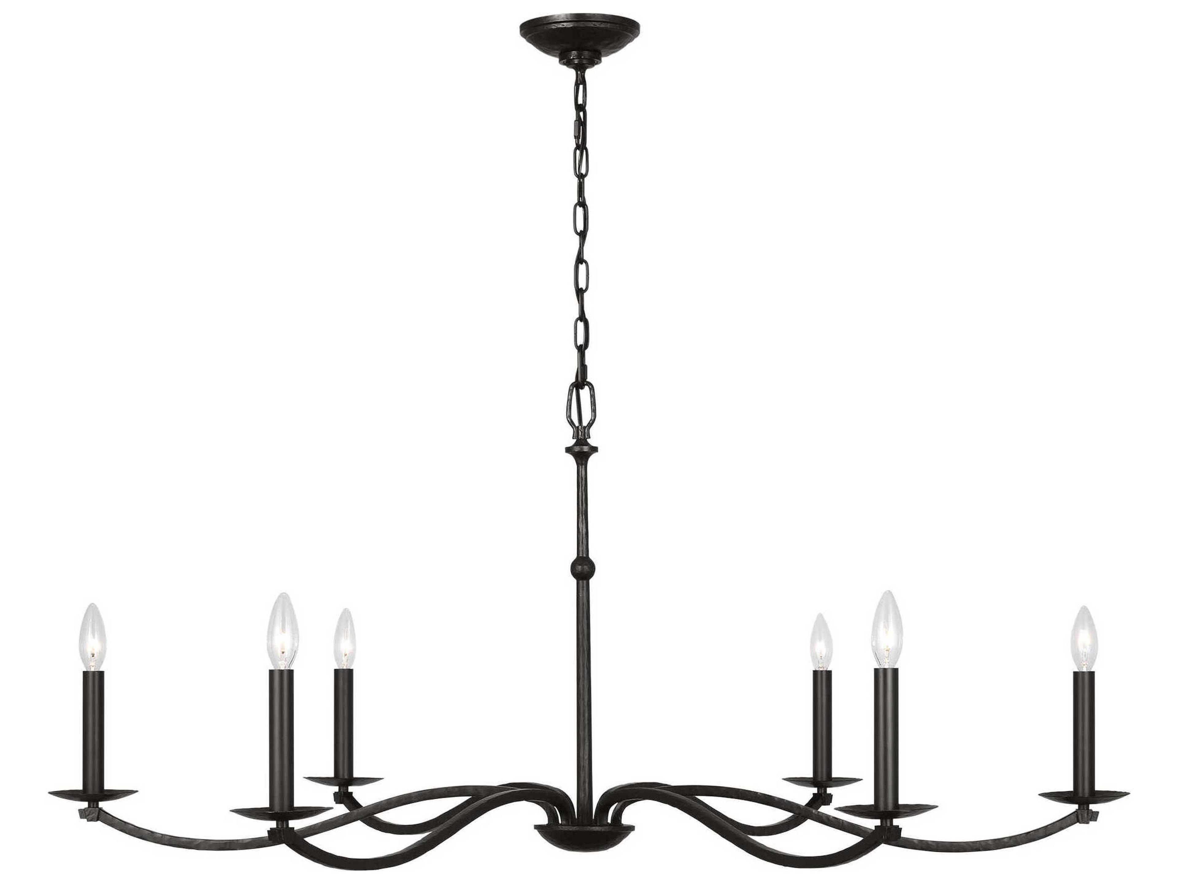 Visual Comfort Studio Wellen 6-Light Aged Iron Black Candelabra Chandelier