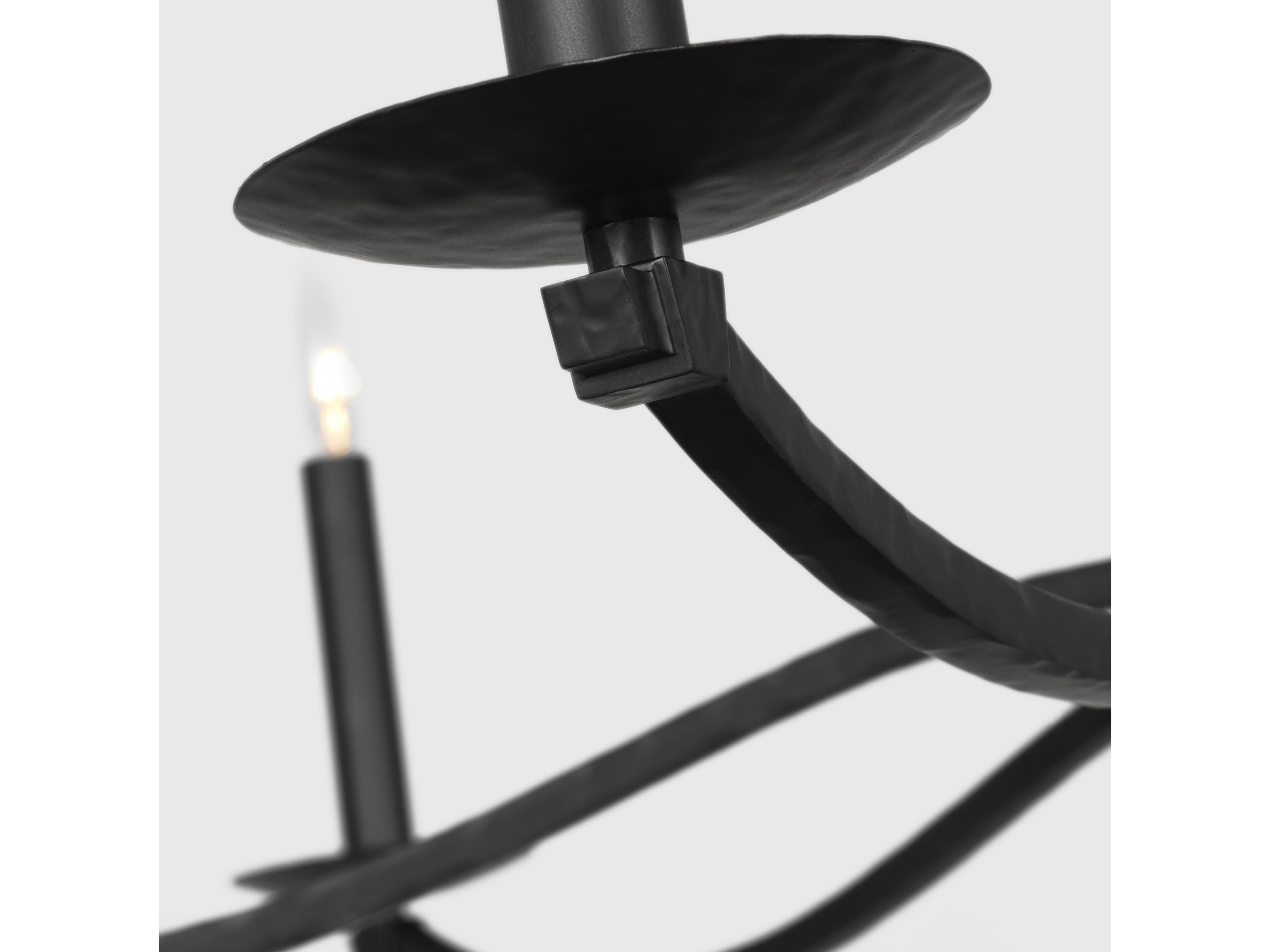 Visual Comfort Studio Wellen 6-Light Aged Iron Black Candelabra Chandelier