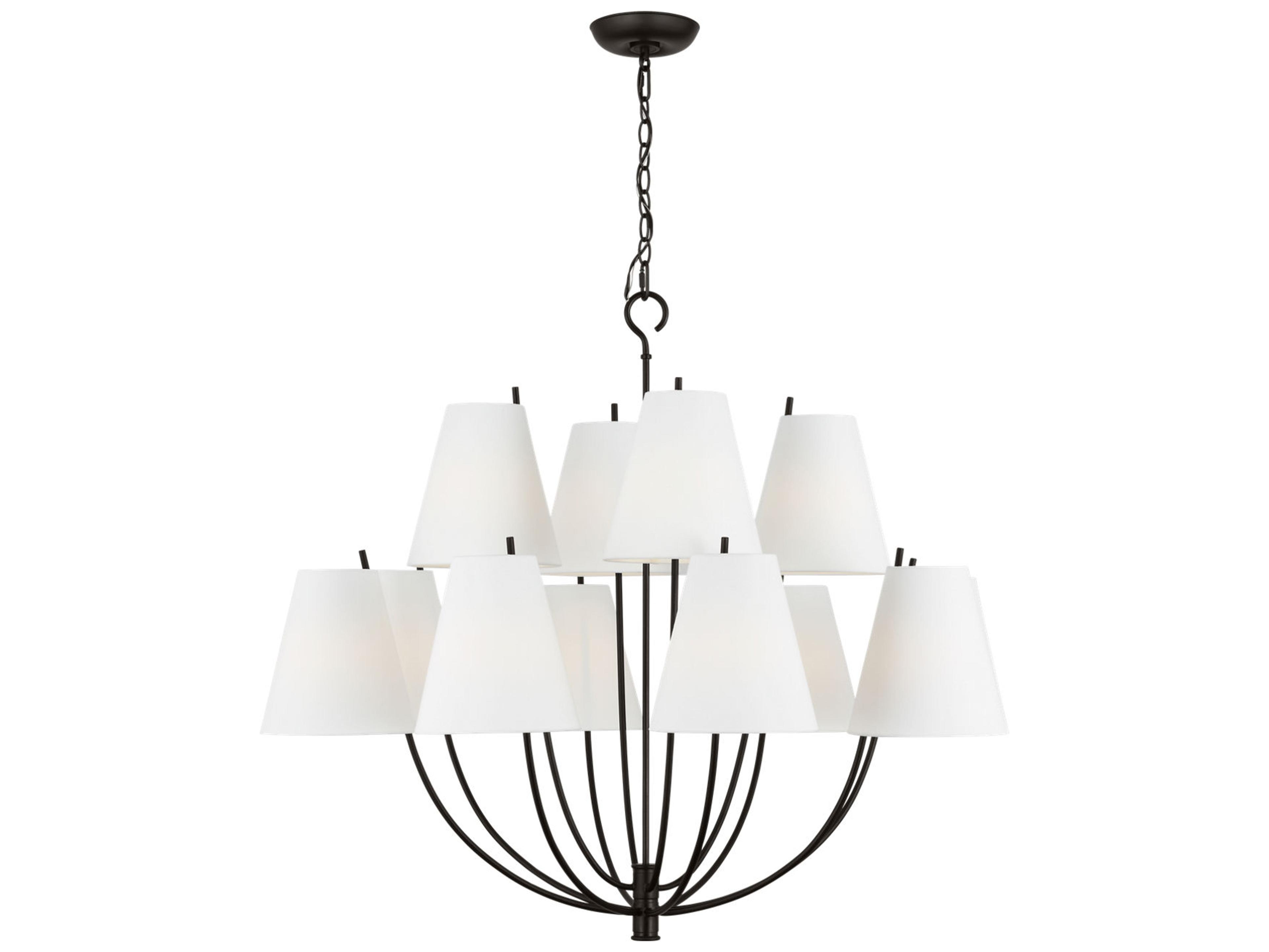 Visual Comfort Studio Marina 12-Light Aged Iron Black Empire Chandelier