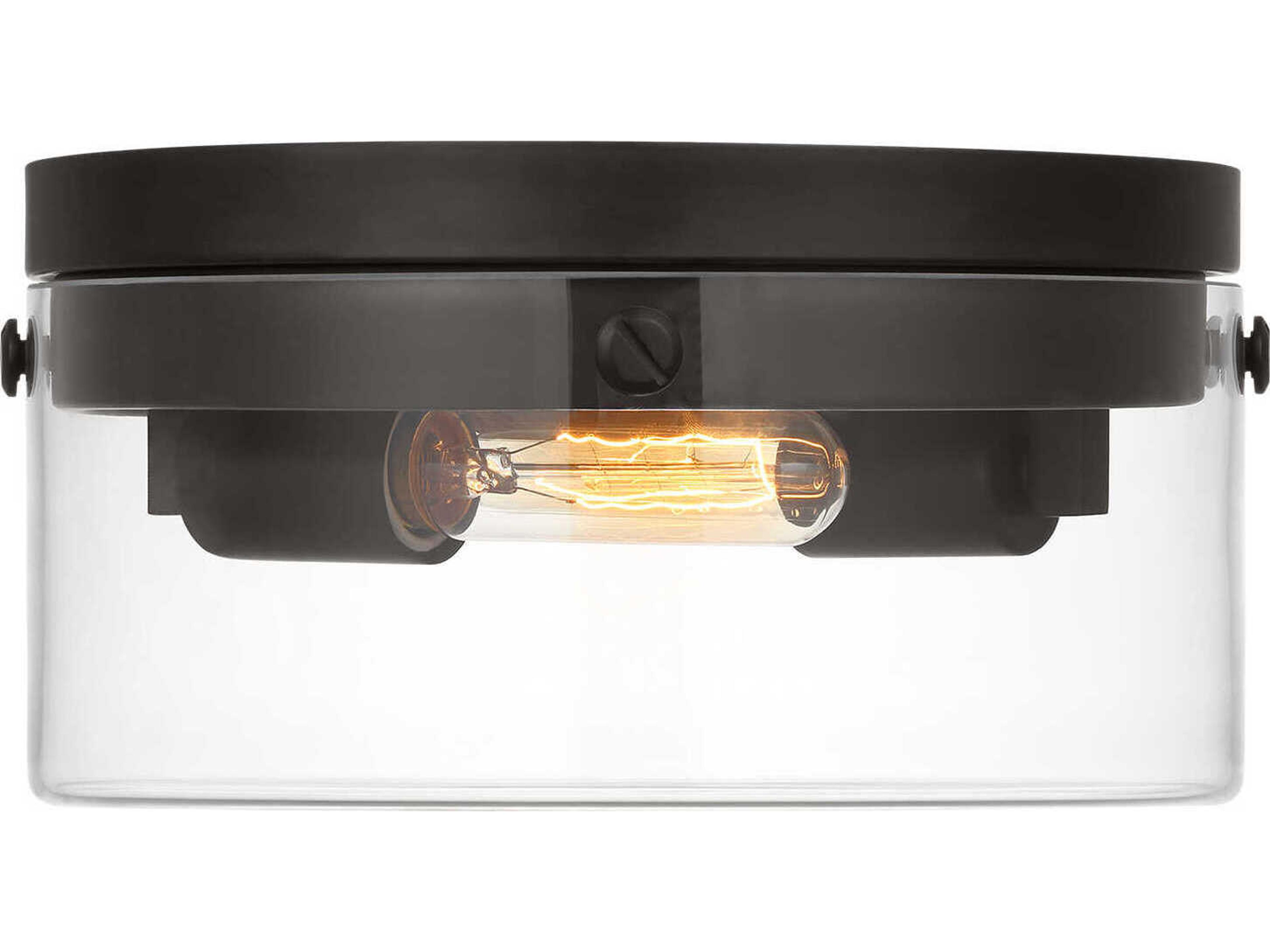 Visual Comfort Studio Garrett 2-Light Aged Iron Black Flush Mount