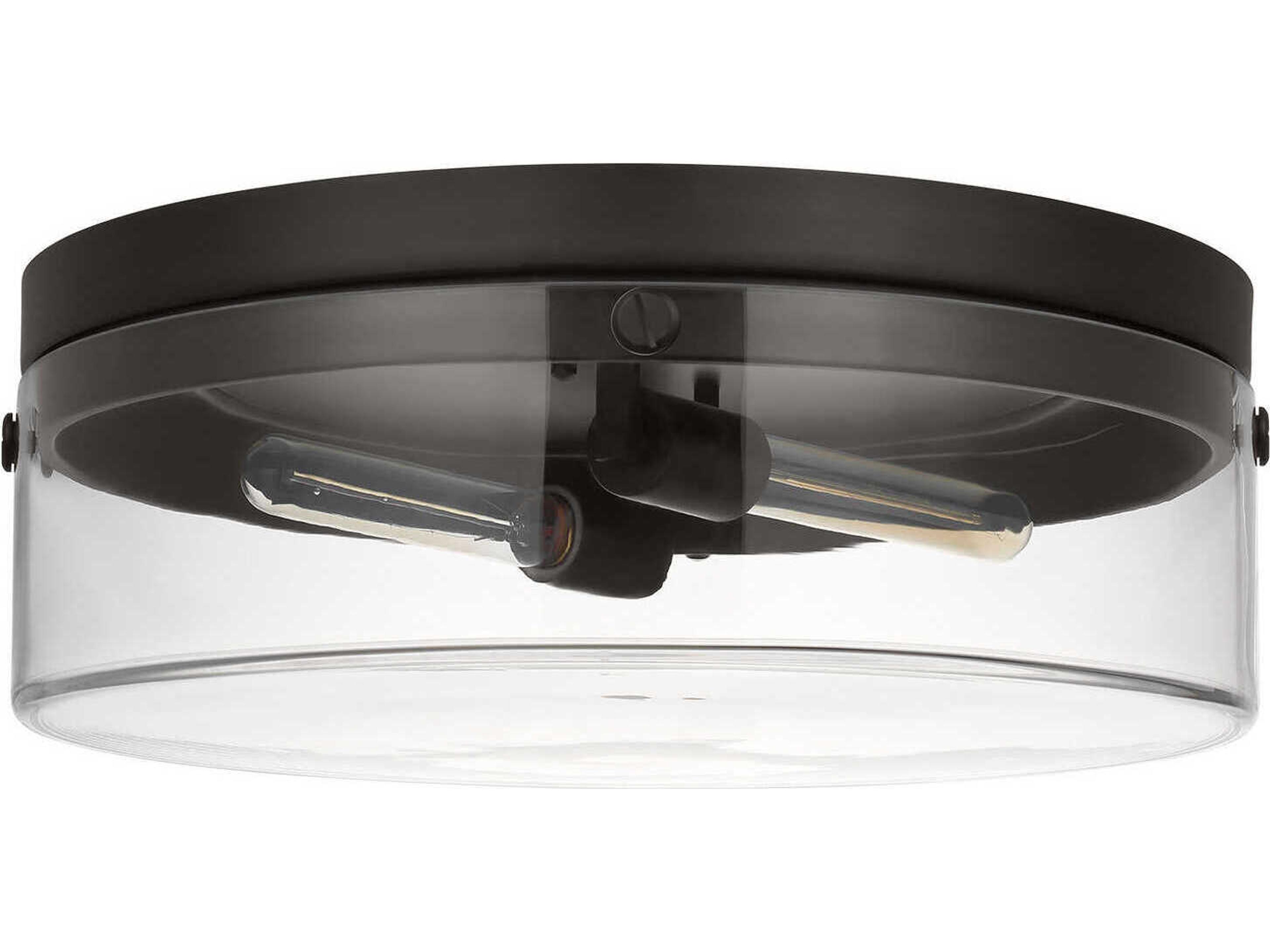 Visual Comfort Studio Garrett 2-Light Aged Iron Black Flush Mount