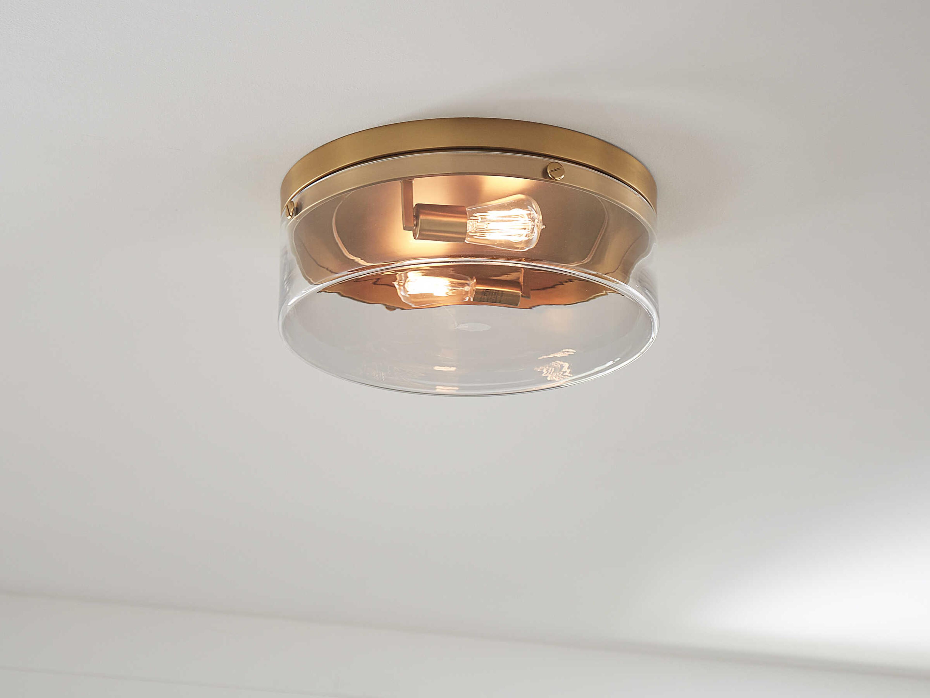 Visual Comfort Studio Garrett 2-Light Burnished Brass Drum Flush Mount