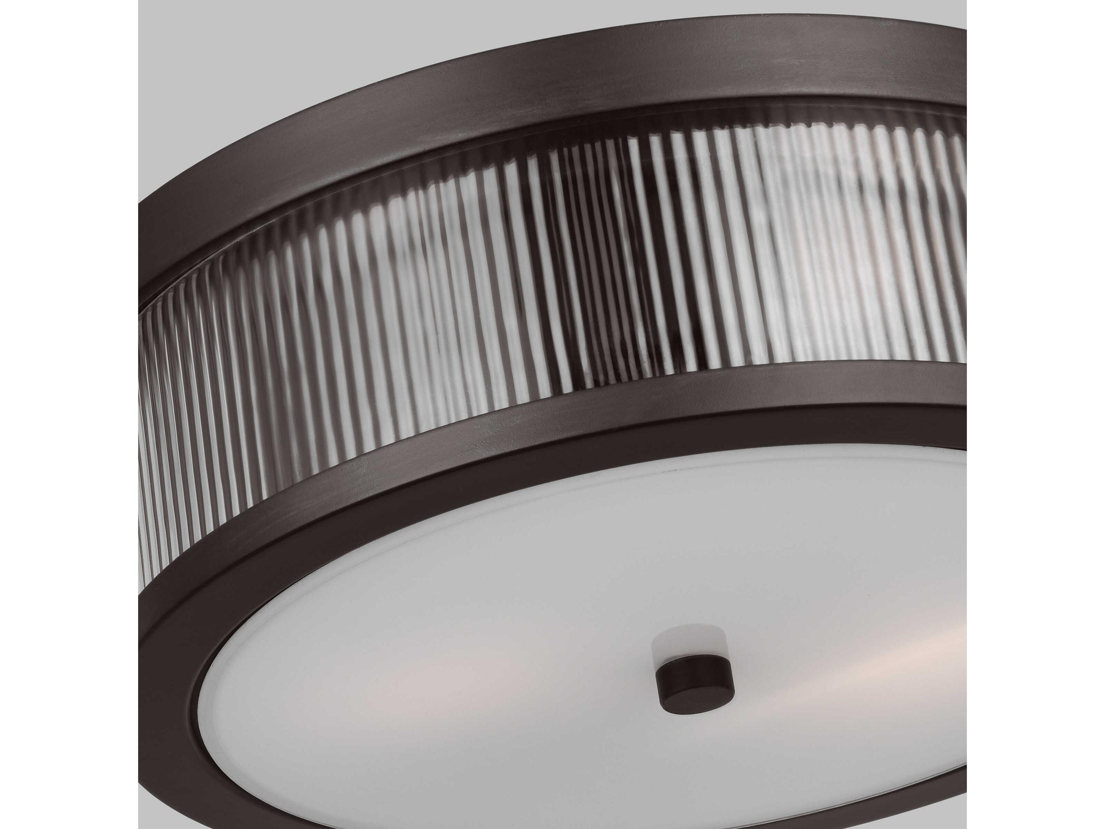 Visual Comfort Studio Geneva 2-Light Aged Iron Black Drum Flush Mount