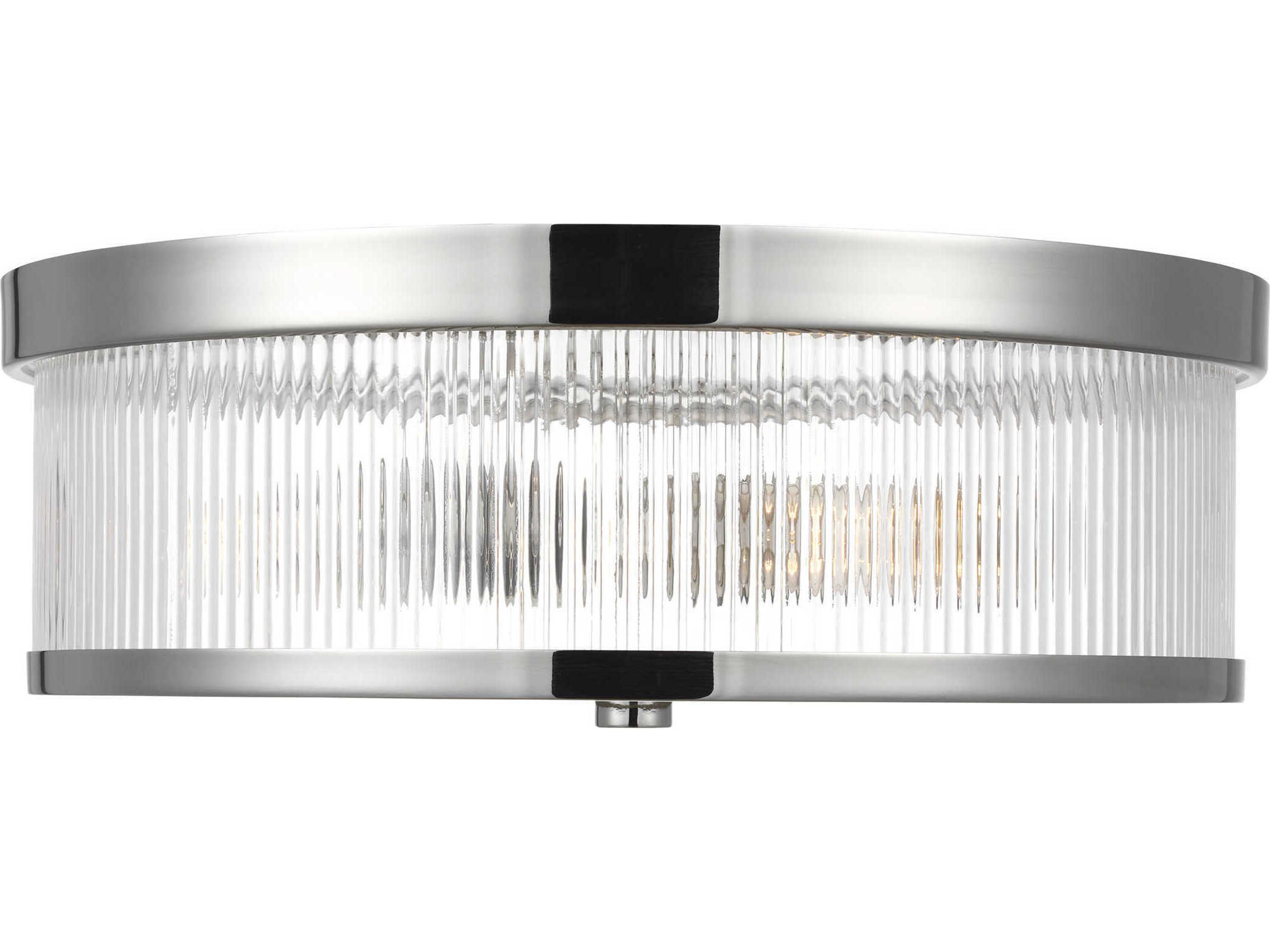 Visual Comfort Studio Geneva 2-Light Polished Nickel Drum Flush Mount