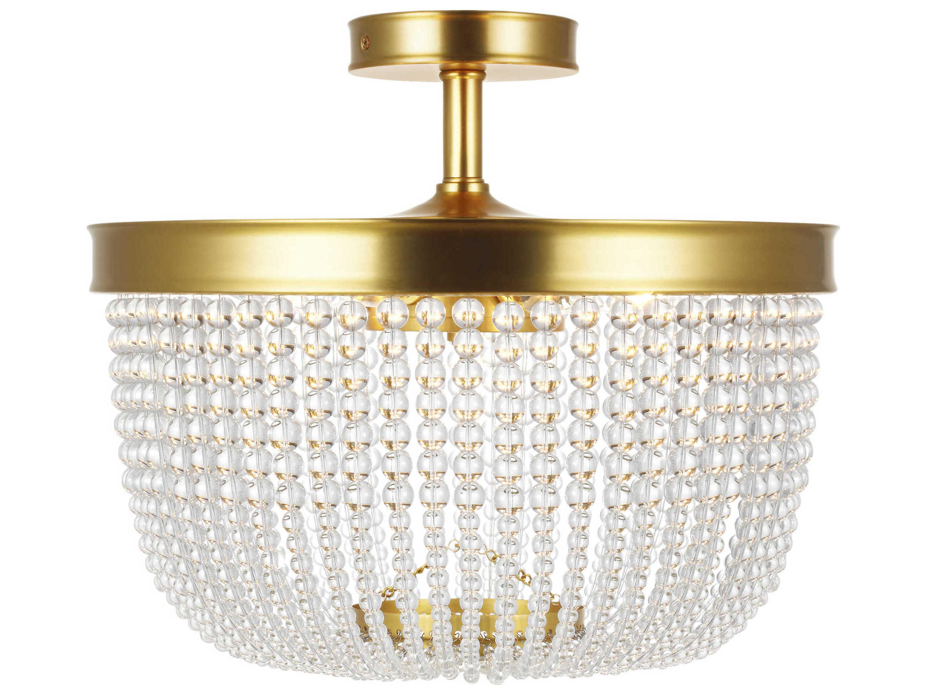 Summerhill Semi Flush Mount Ceiling Light Burnished Brass Crystal