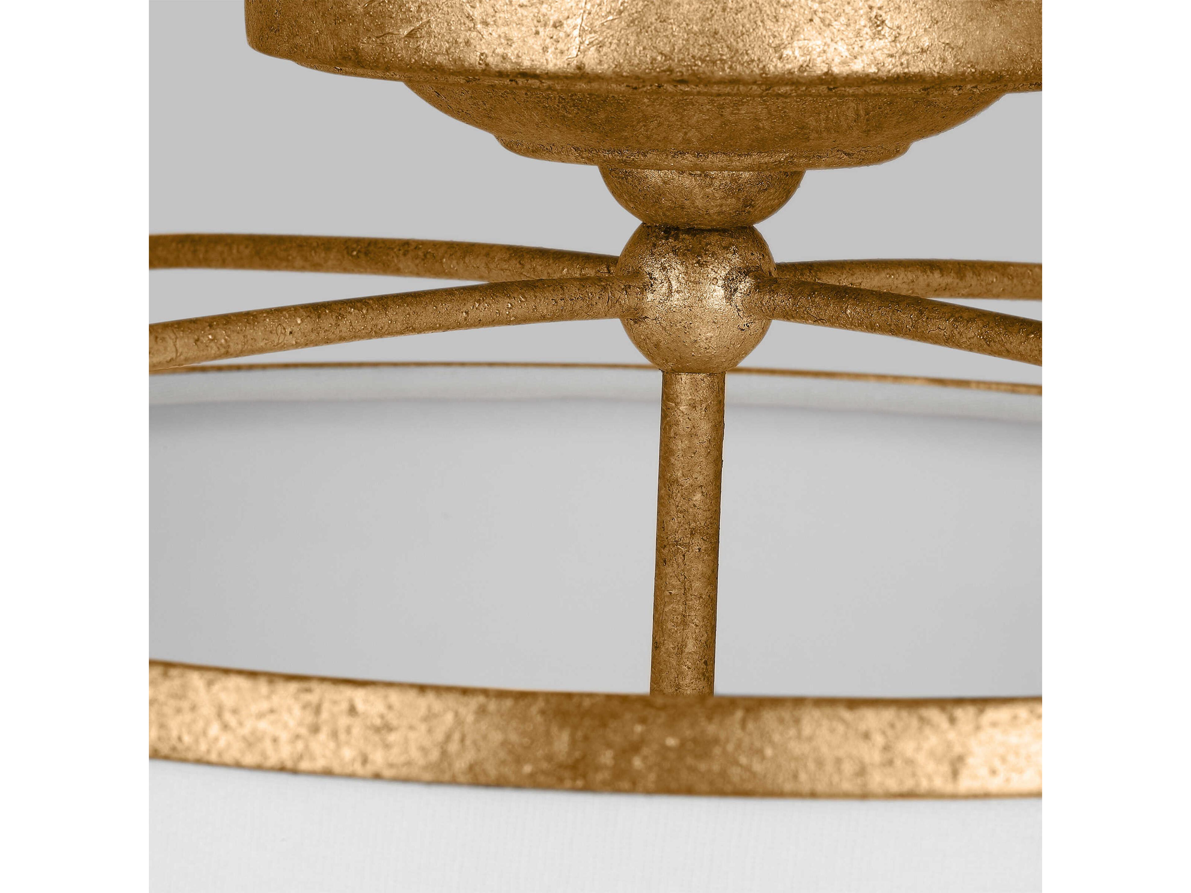 Visual Comfort Studio Stonington 2-Light Antique Gild Gold Drum Semi Flush Mount