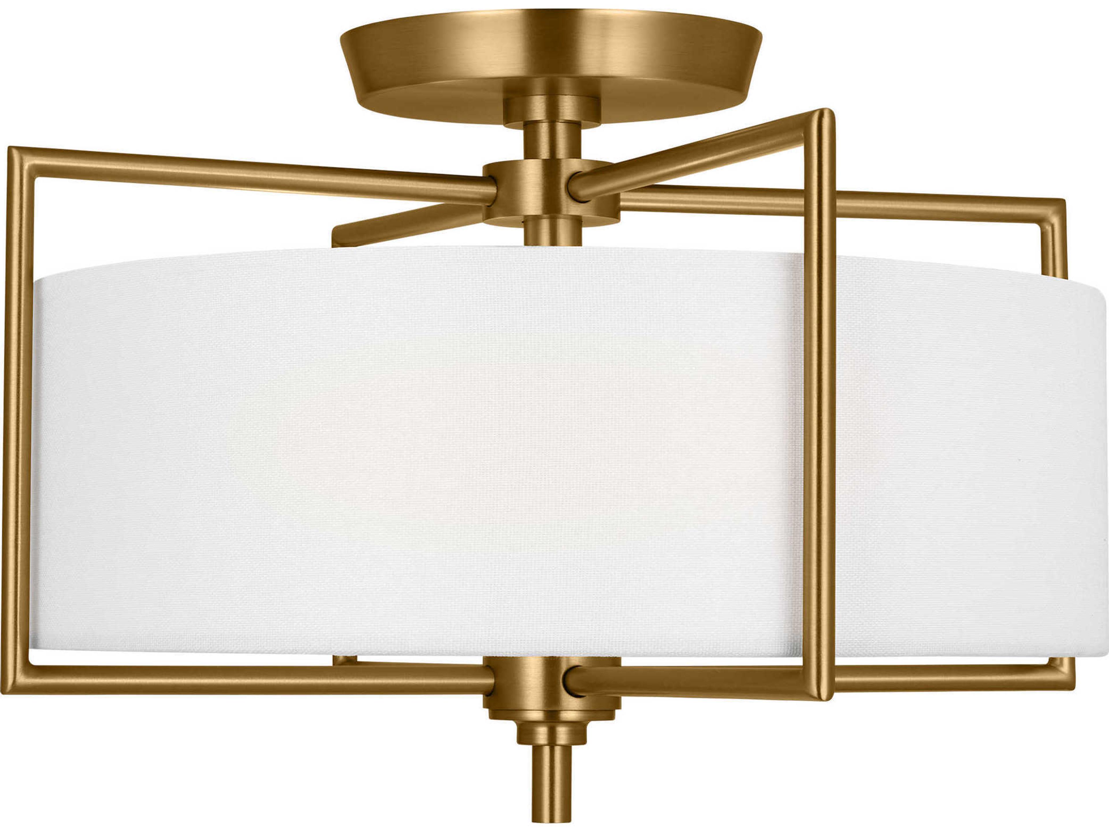 Visual Comfort Studio Perno 2-Light Burnished Brass Drum Semi Flush Mount