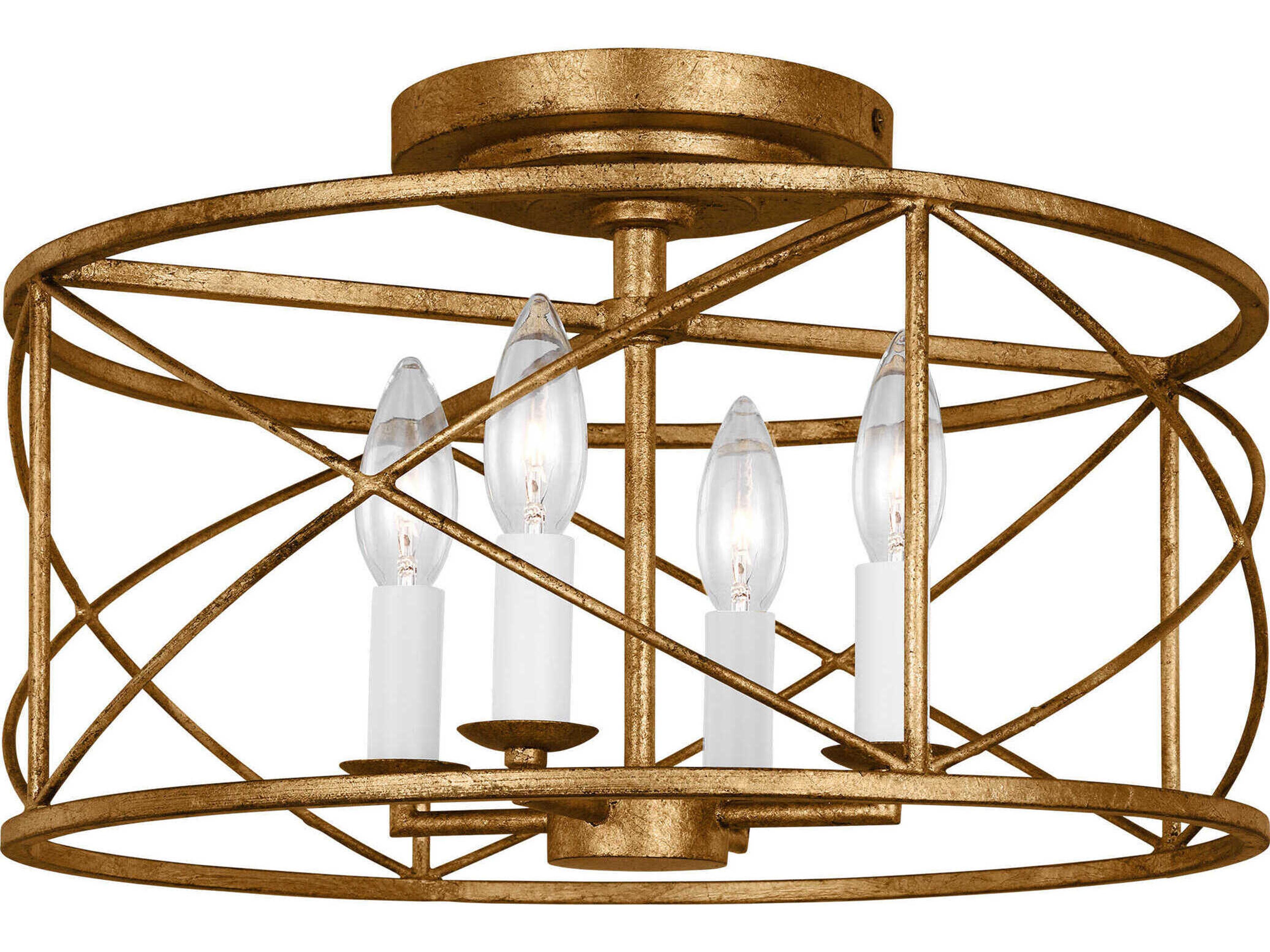 Visual Comfort Studio Beatrix 4-Light Antique Gild Gold Semi Flush Mount