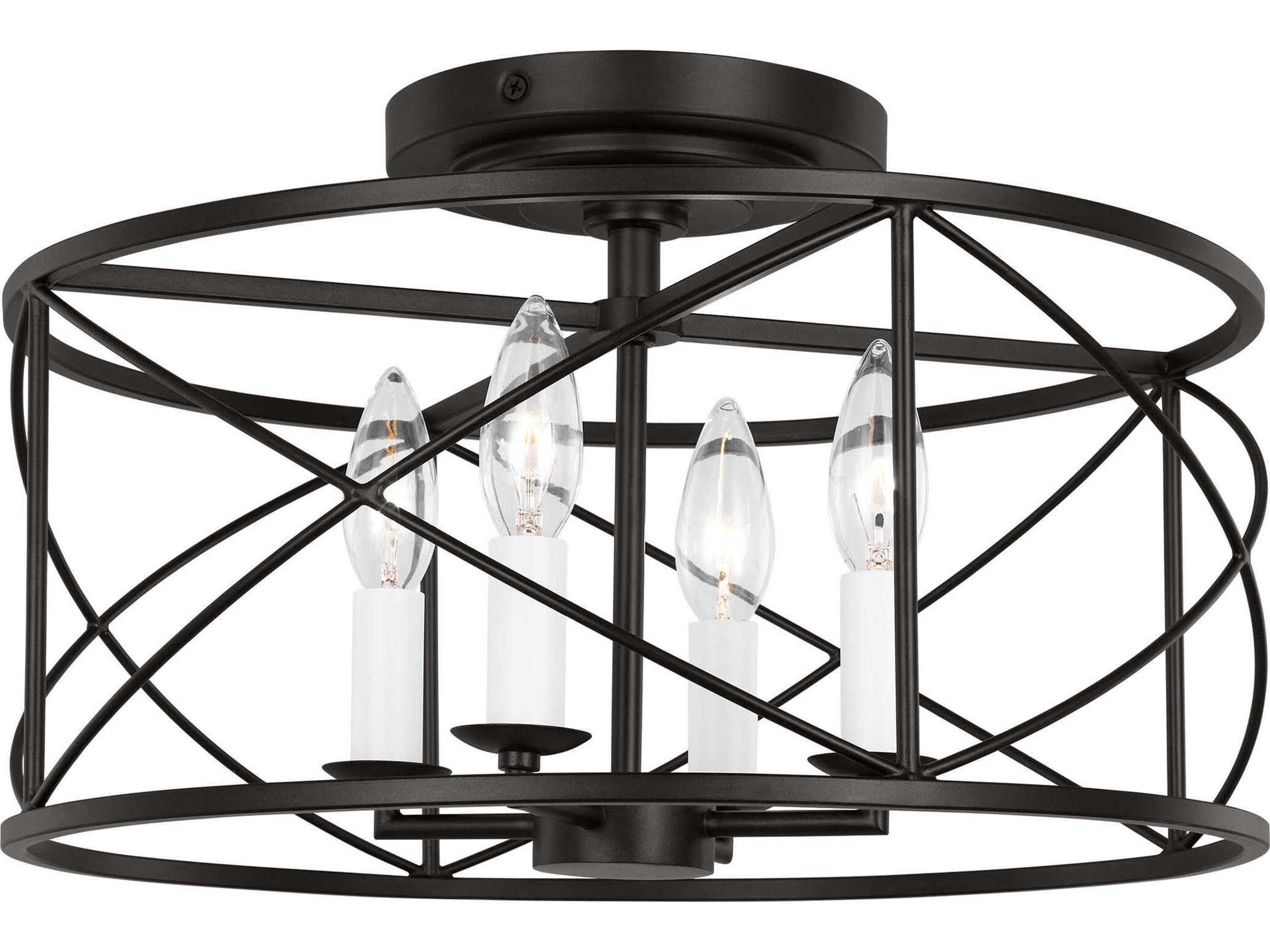 Visual Comfort Studio Beatrix 4-Light Aged Iron Black Semi Flush Mount