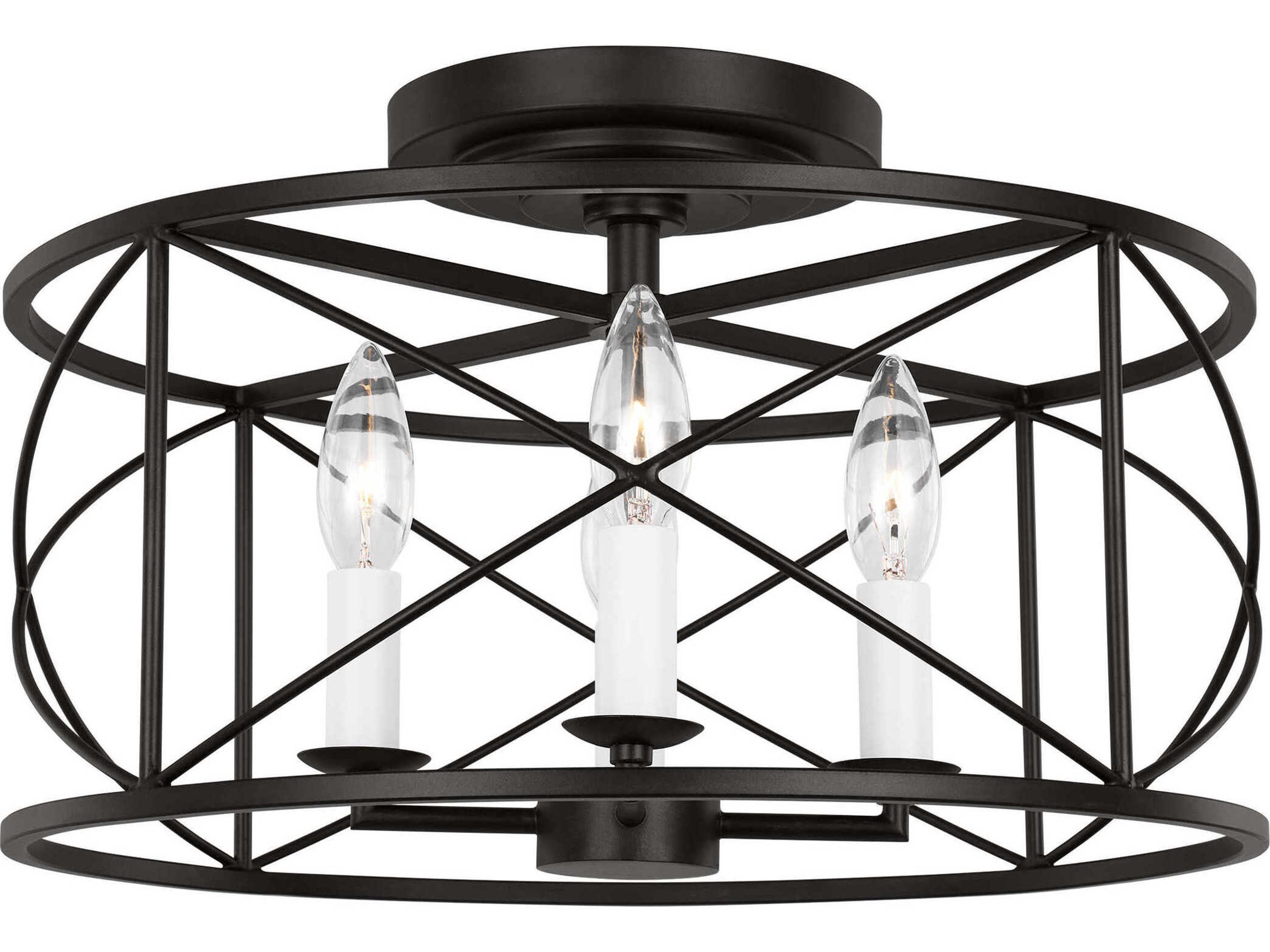 Visual Comfort Studio Beatrix 4-Light Aged Iron Black Semi Flush Mount