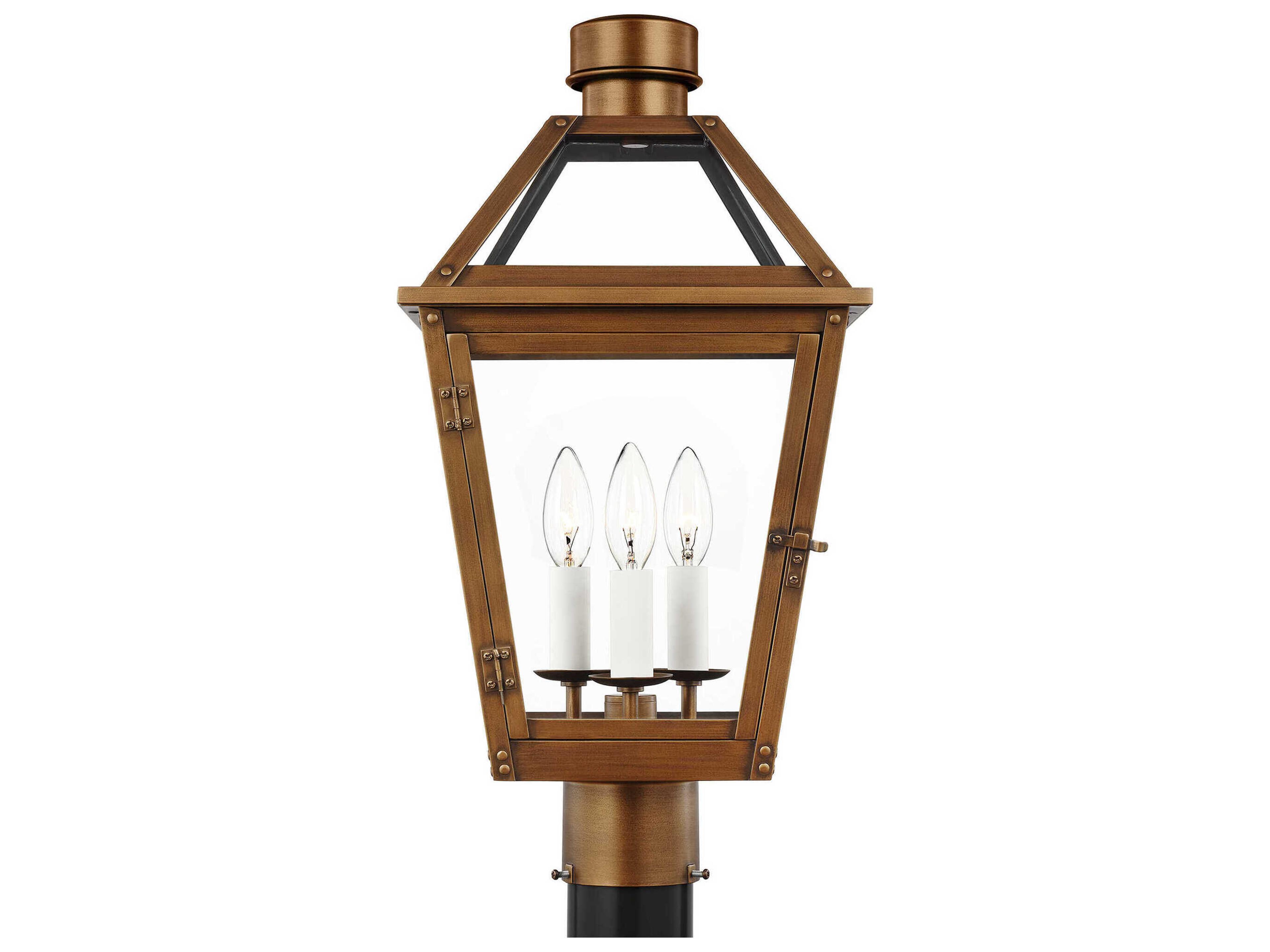Outdoor Post Lantern Hyannis Natural Copper Clear Glass