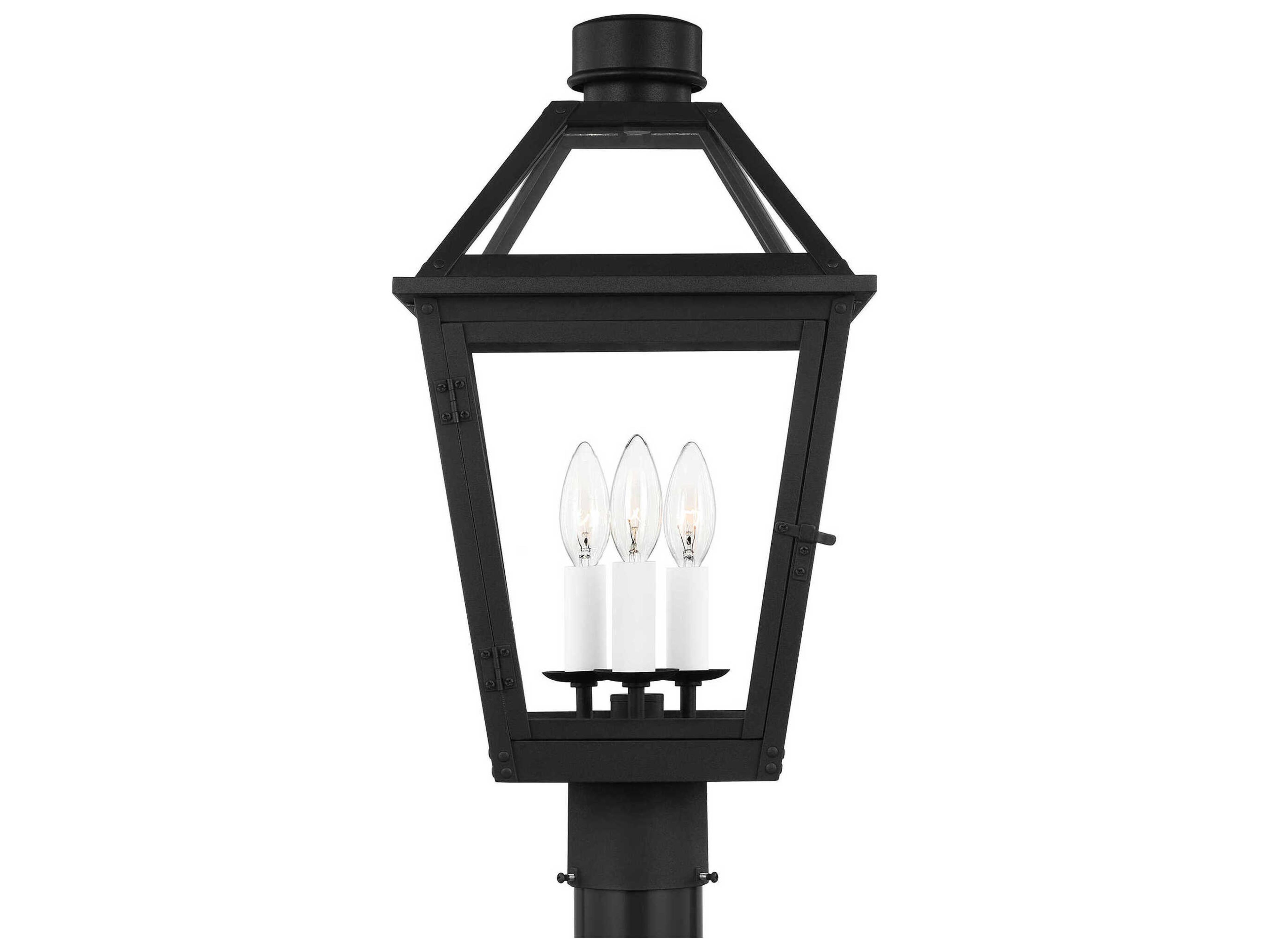 Hyannis 3 Light Outdoor Post Lantern Textured Black Clear Glass
