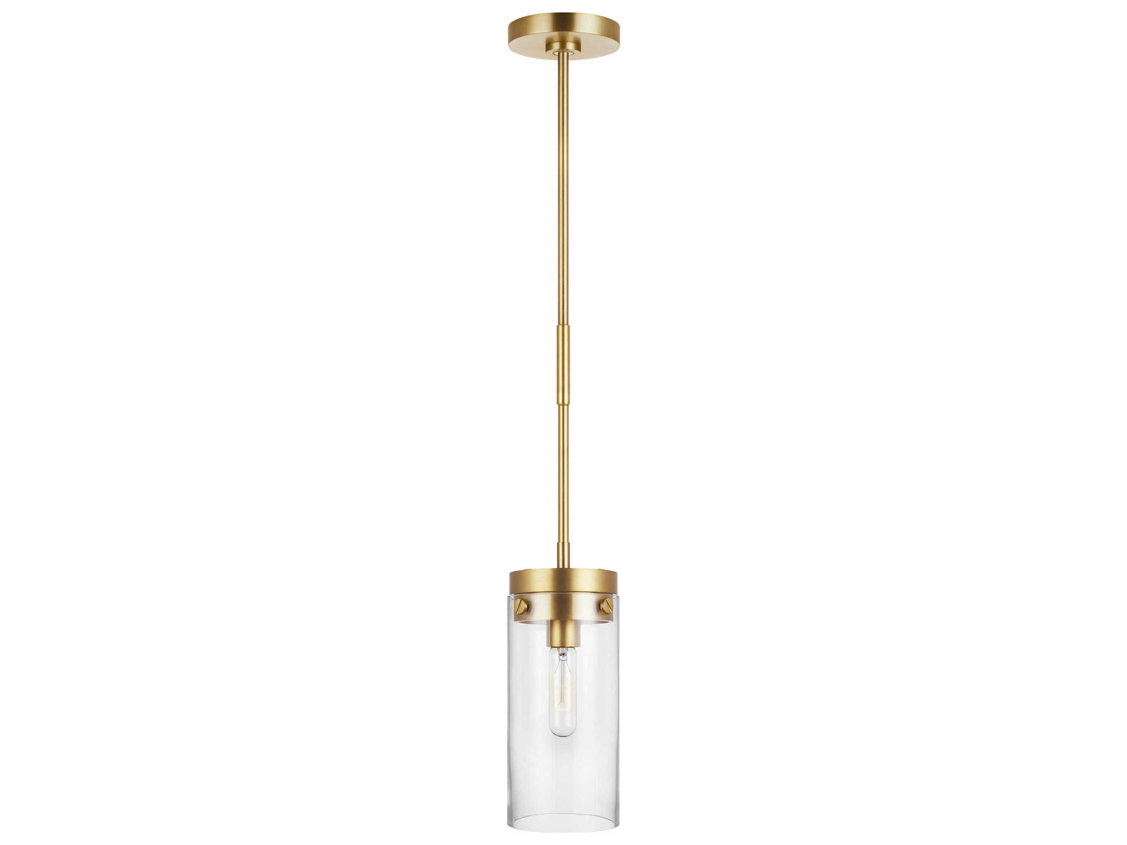 Garrett Burnished Brass Clear Glass Cylinder Pendant