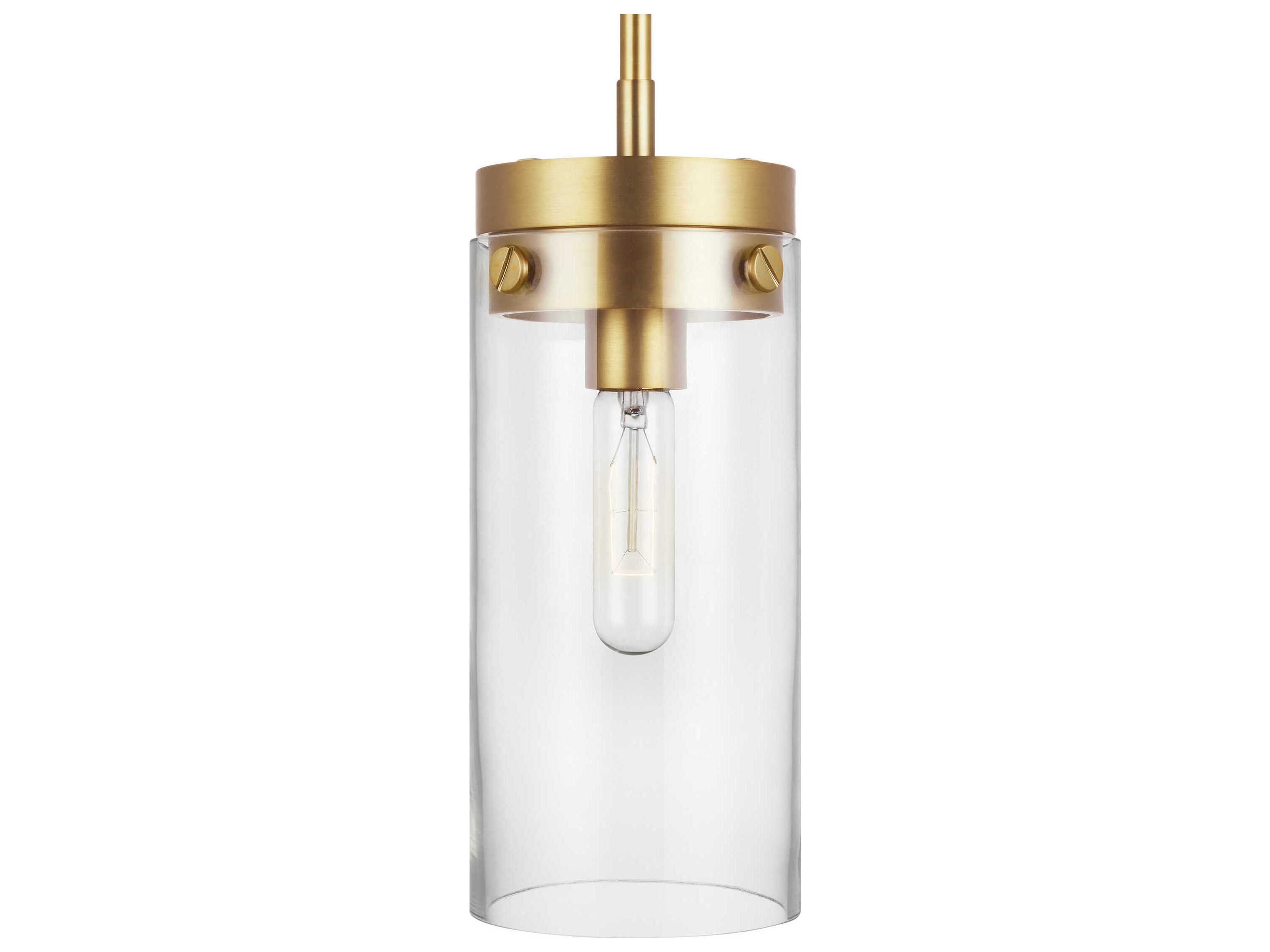 Visual Comfort Studio Garrett 1-Light Burnished Brass Cylinder Mini Pendant