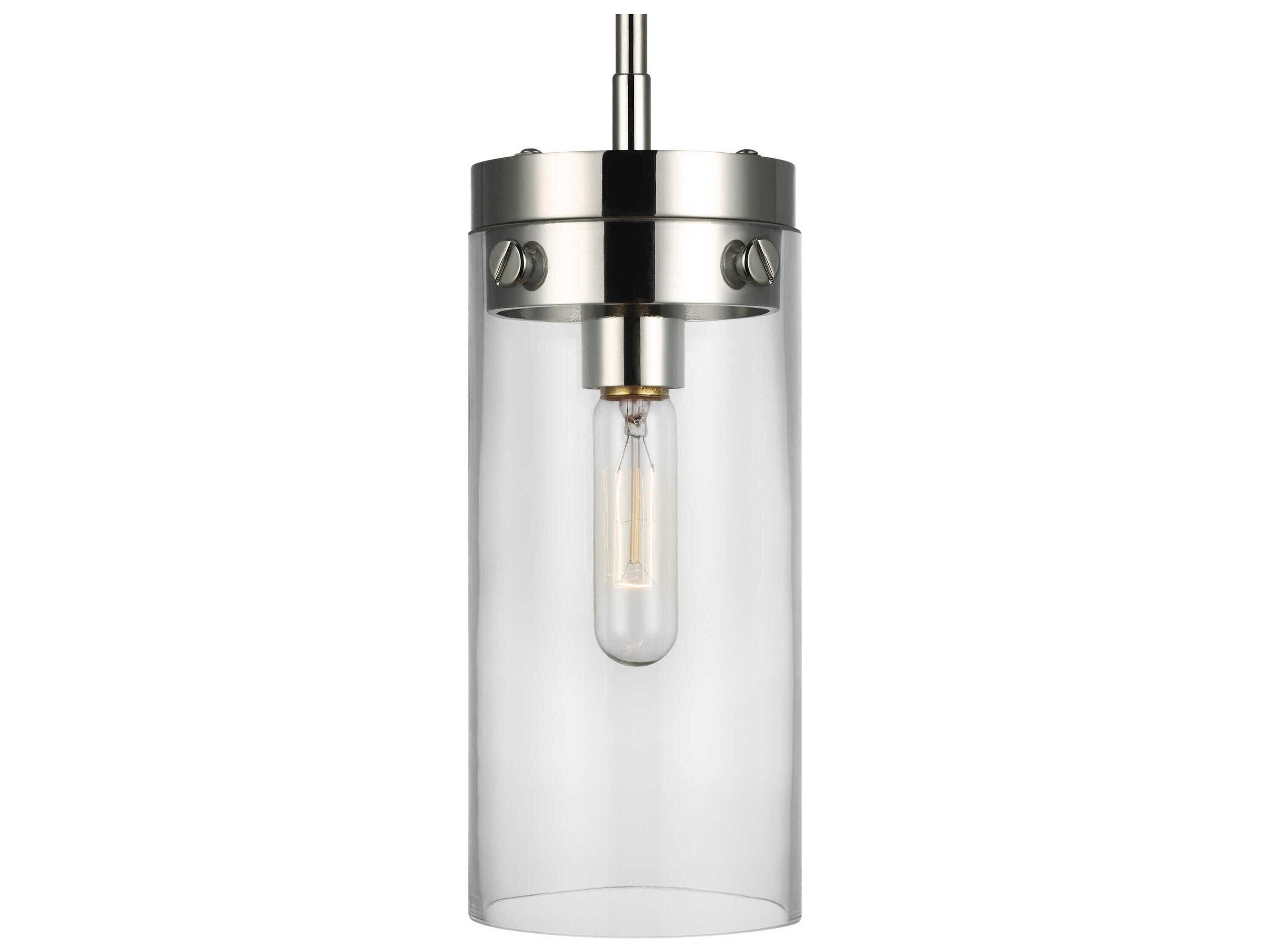 Visual Comfort Studio Garrett 1-Light Polished Nickel Cylinder Mini Pendant