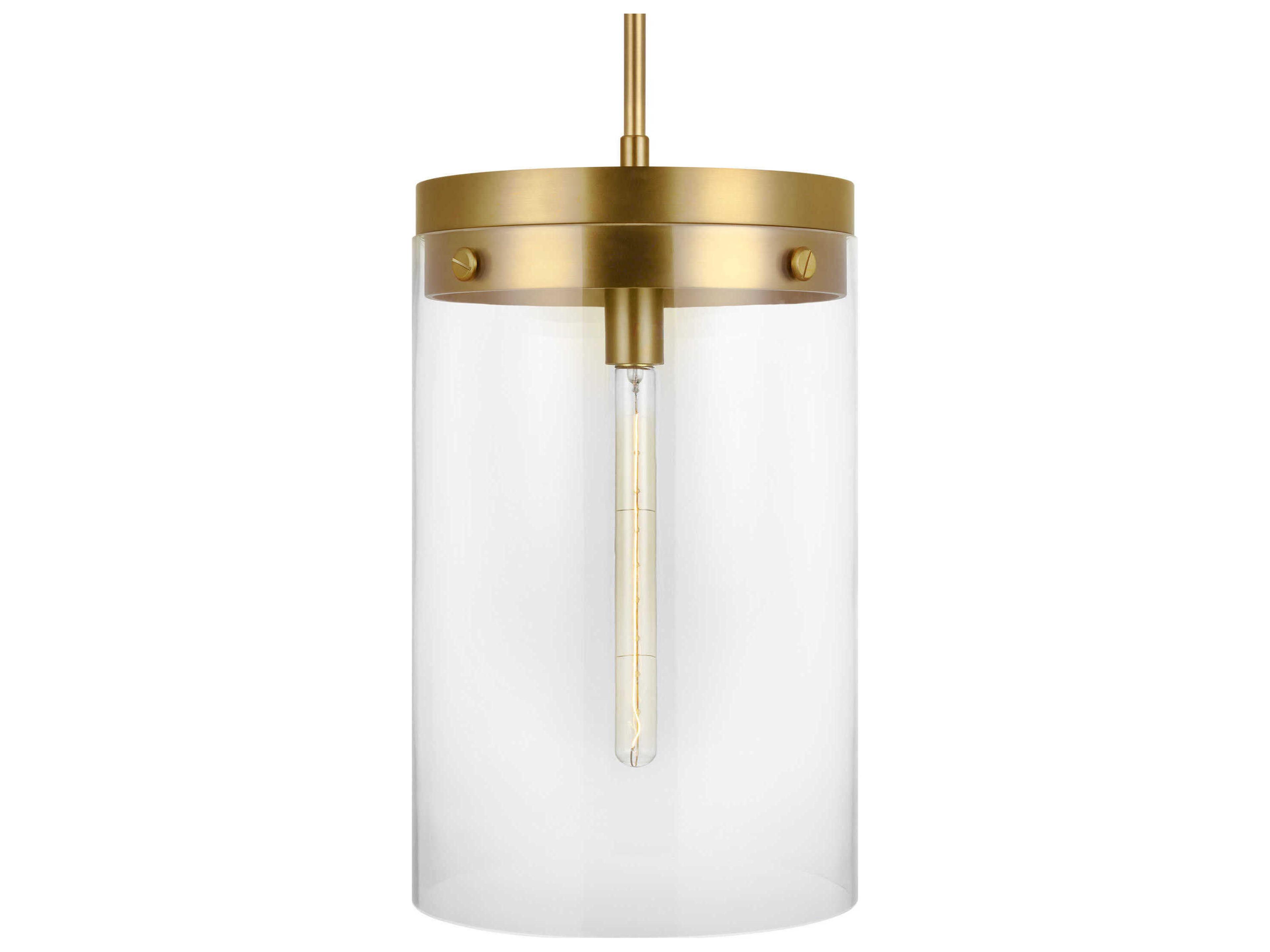 Visual Comfort Studio Garrett 1-Light Burnished Brass Cylinder Mini Pendant