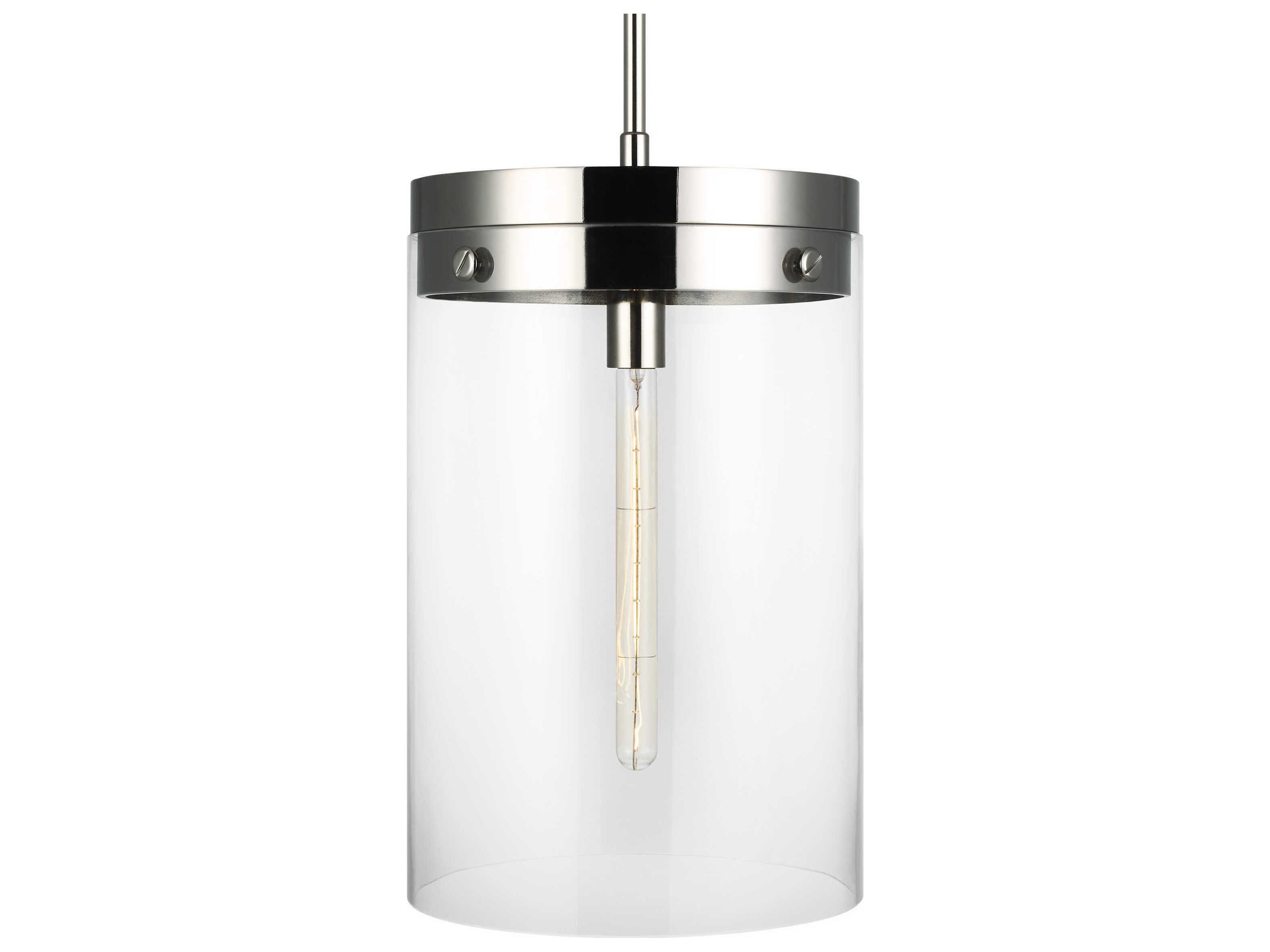 Visual Comfort Studio Garrett 1-Light Polished Nickel Cylinder Mini Pendant