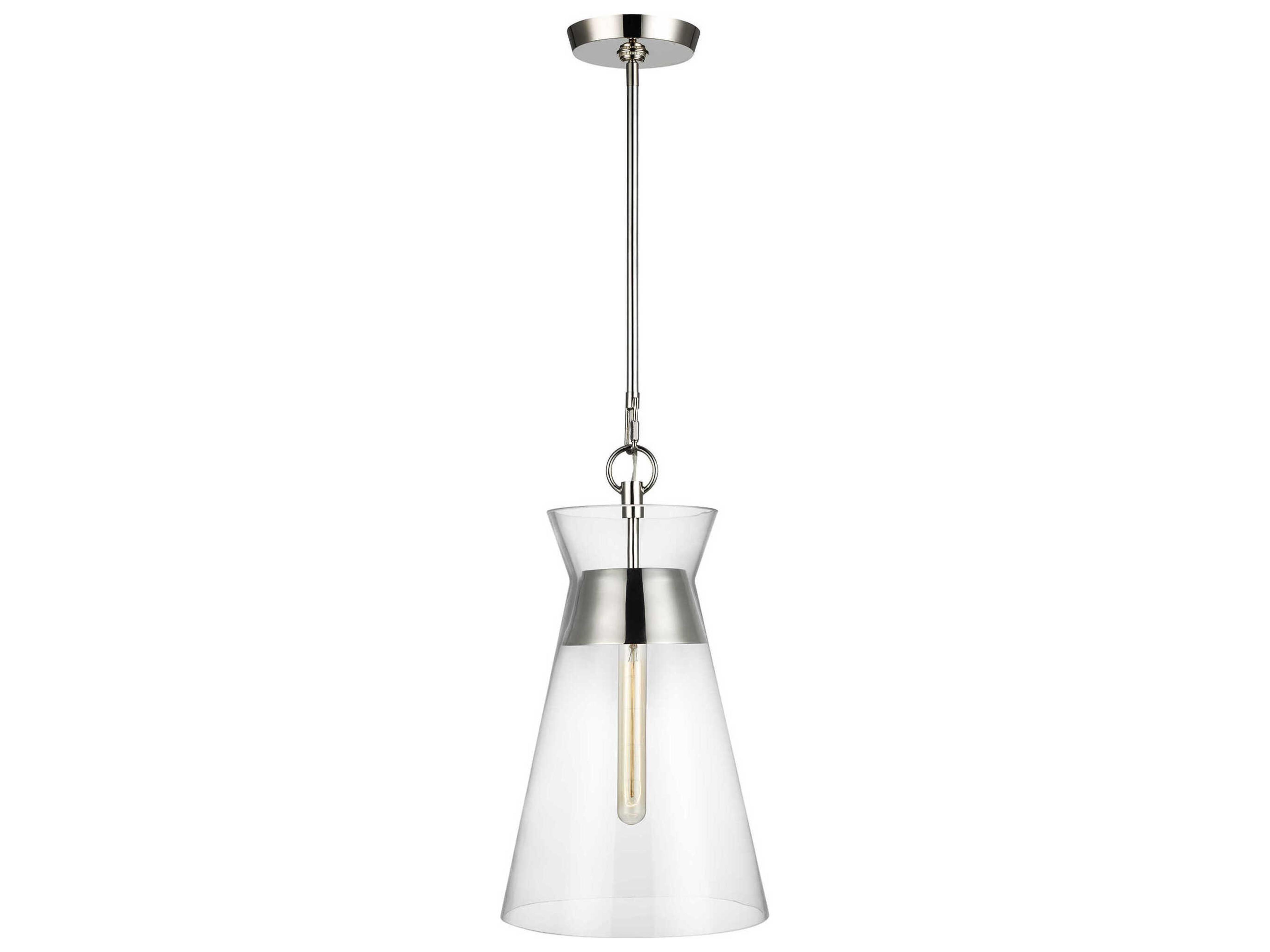Narrow Pendant Atlantic Polished Nickel Clear Glass