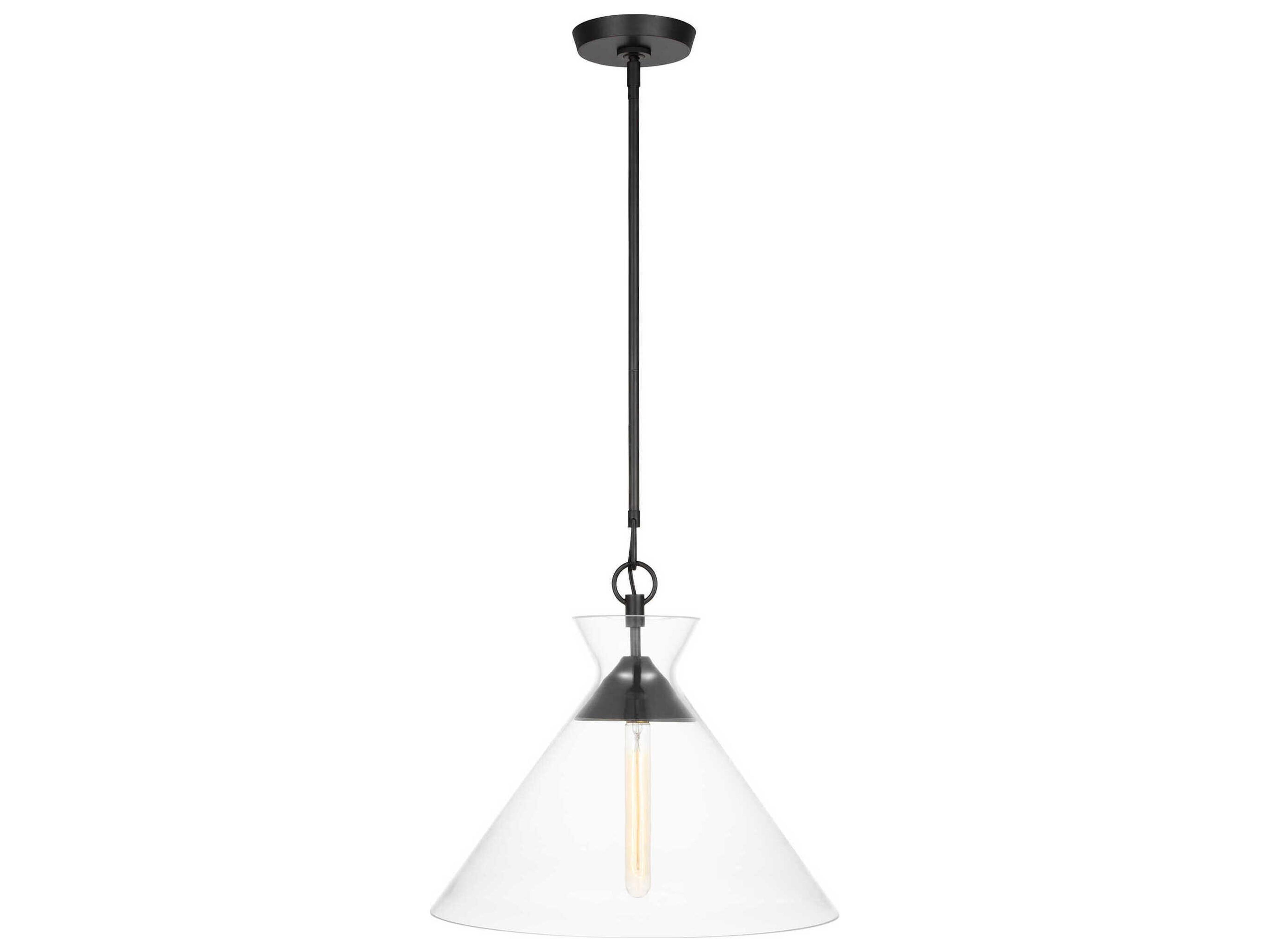 Atlantic 18 Inch Aged Iron 1-Light Pendant Clear Glass