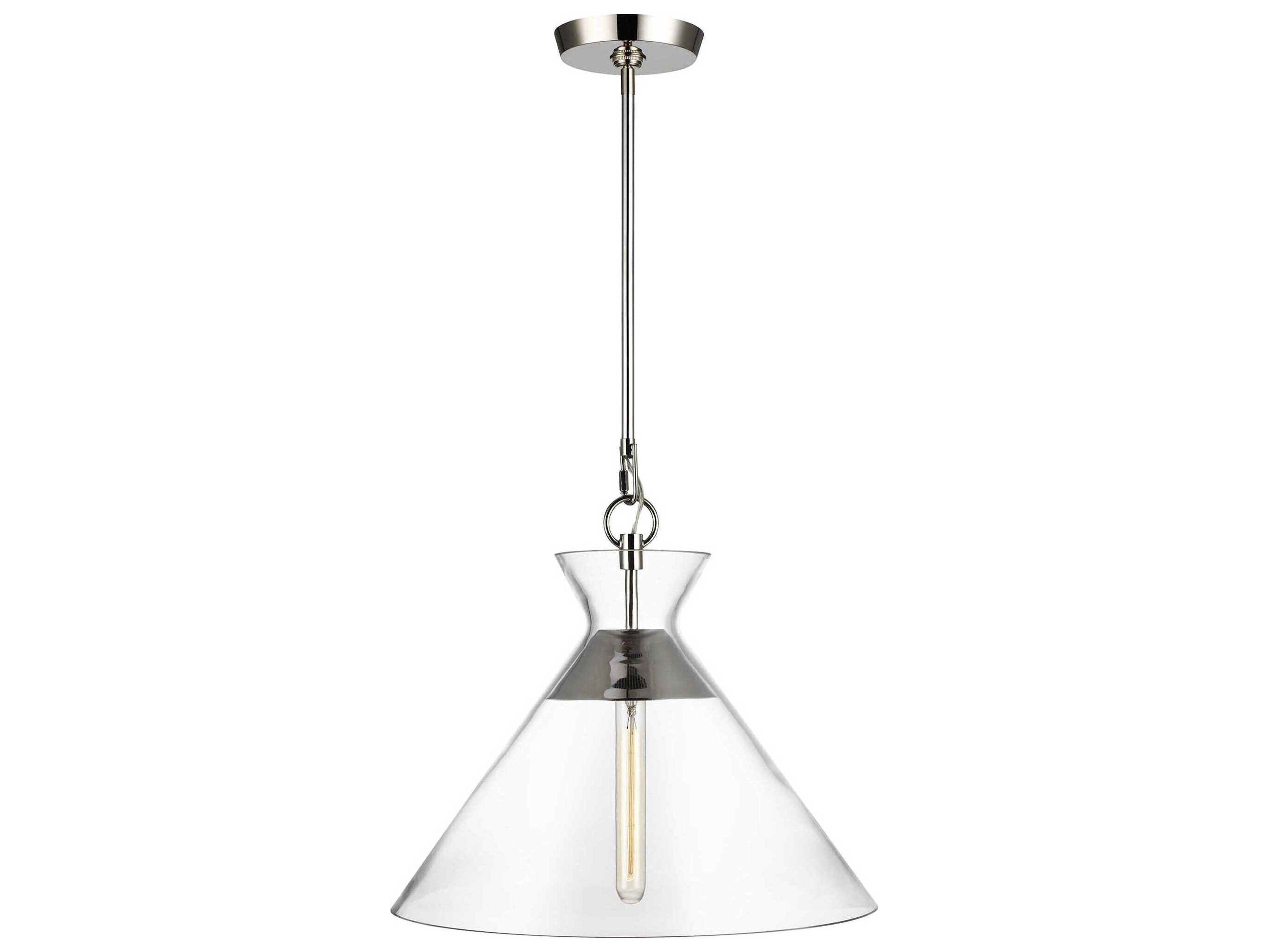 Atlantic Wide Pendant Polished Nickel Clear Glass