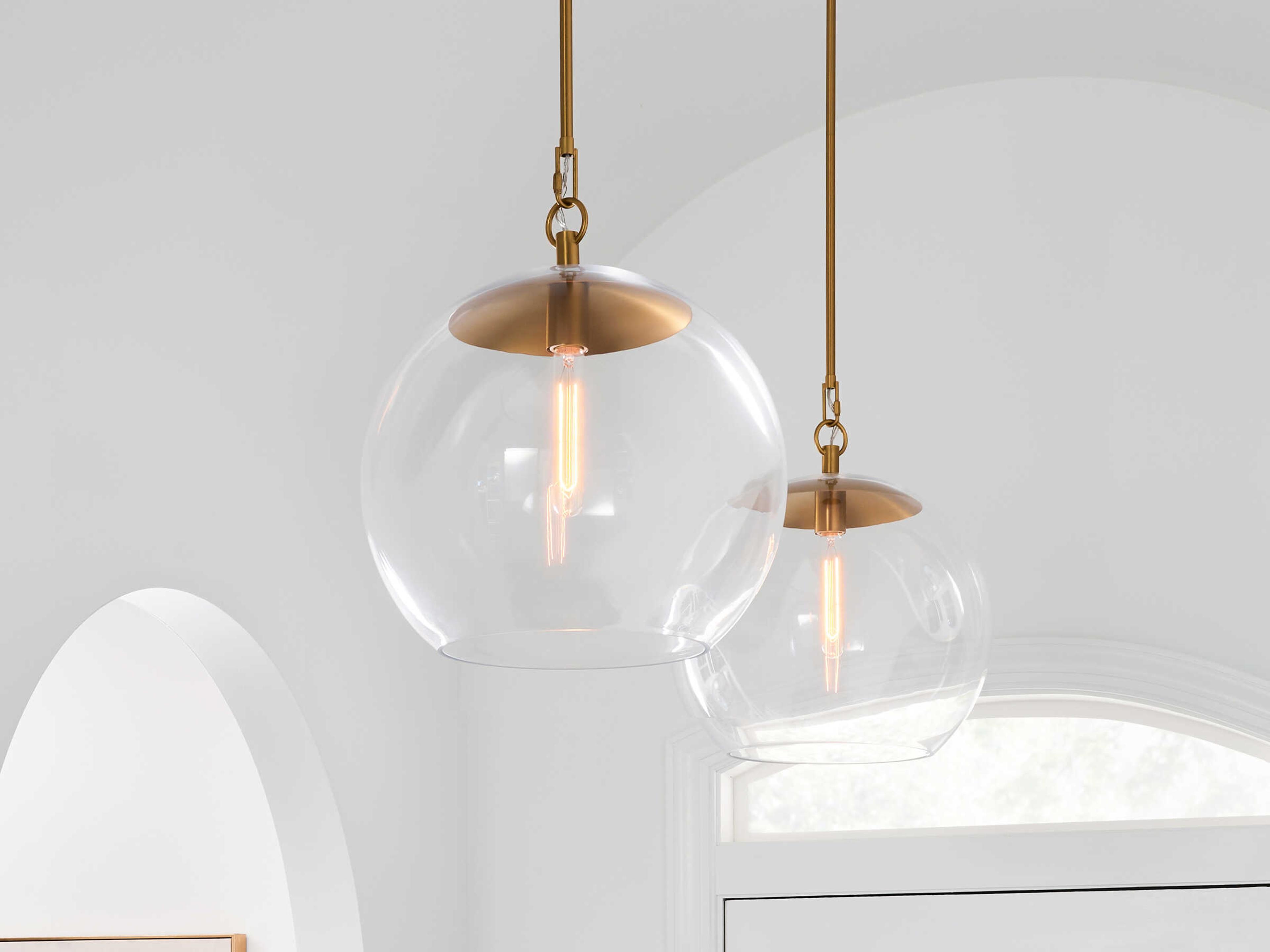 Visual Comfort Studio Atlantic 1-Light Burnished Brass Globe Pendant