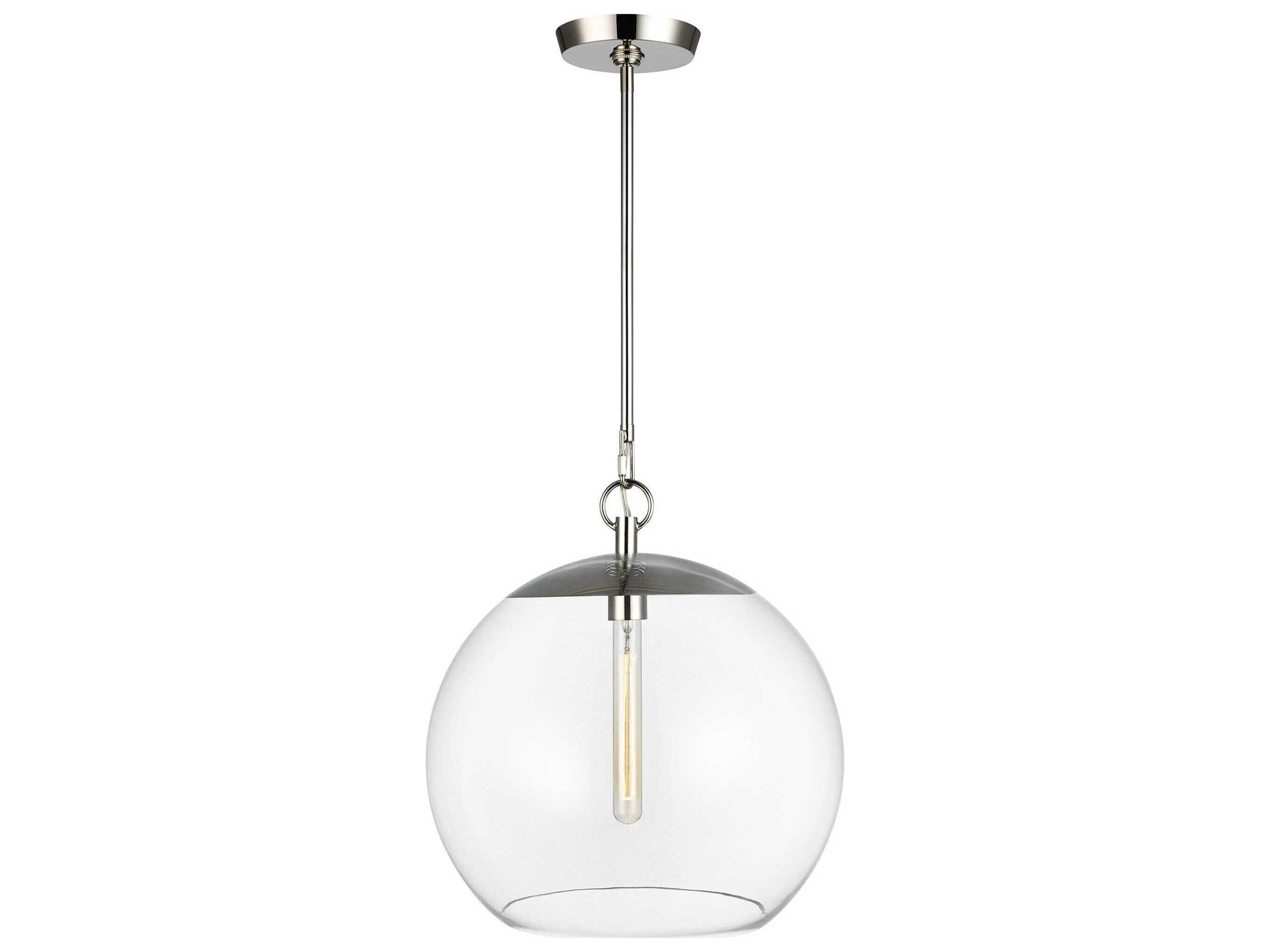 Atlantic 16-Inch Round Glass Pendant Polished Nickel