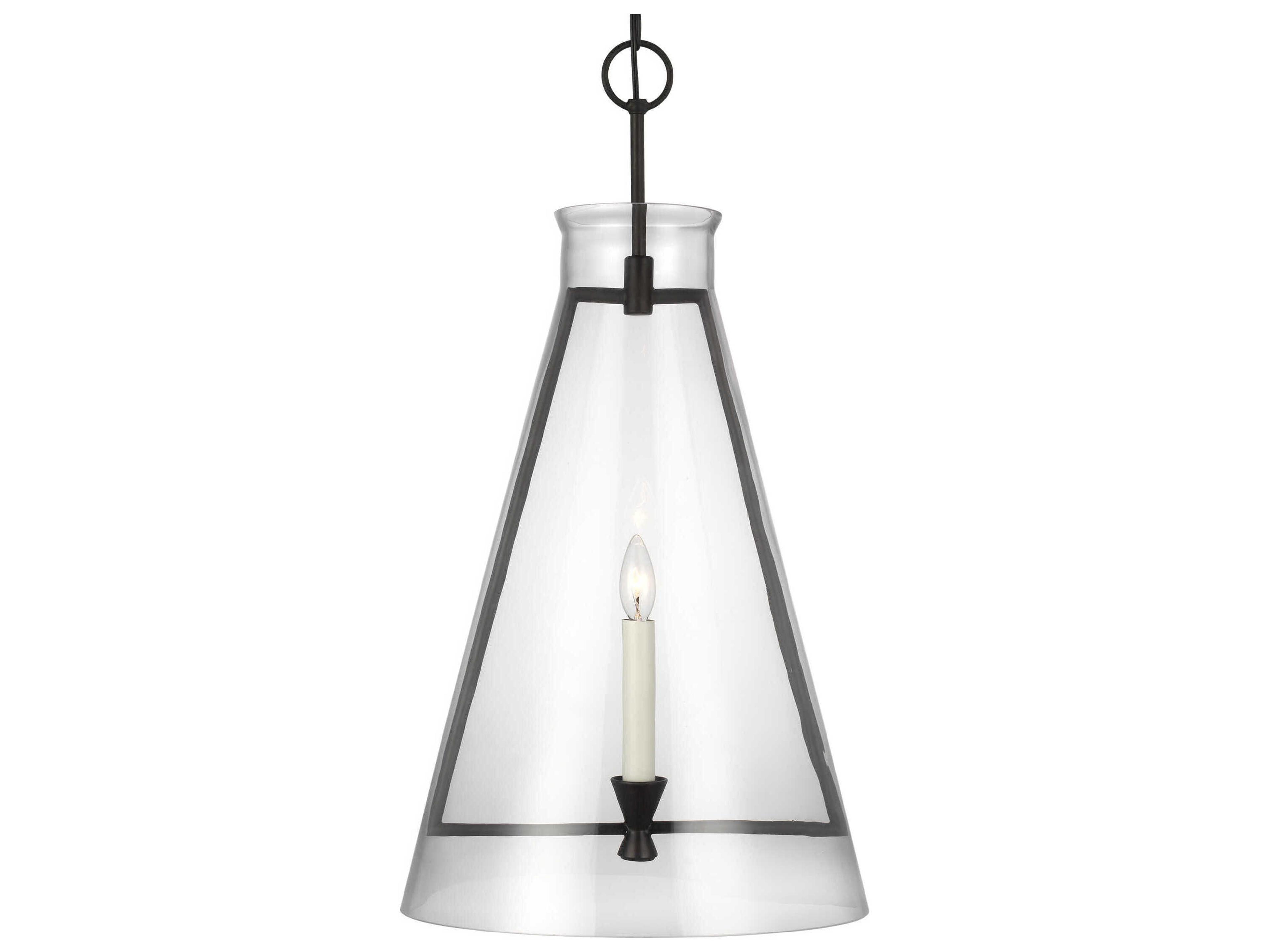 Visual Comfort Studio Keystone 1-Light Aged Iron Black Pendant