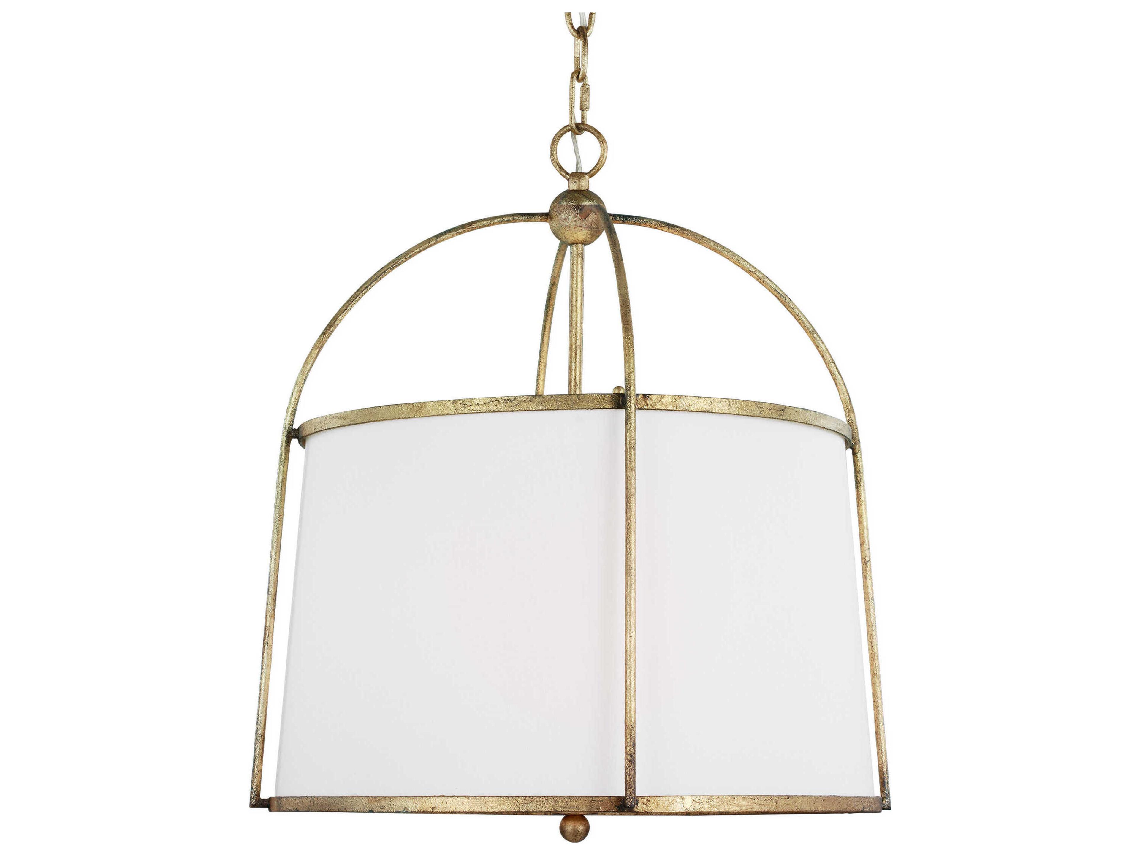 Visual Comfort Studio Stonington 2-Light Antique Gild Gold Drum Pendant