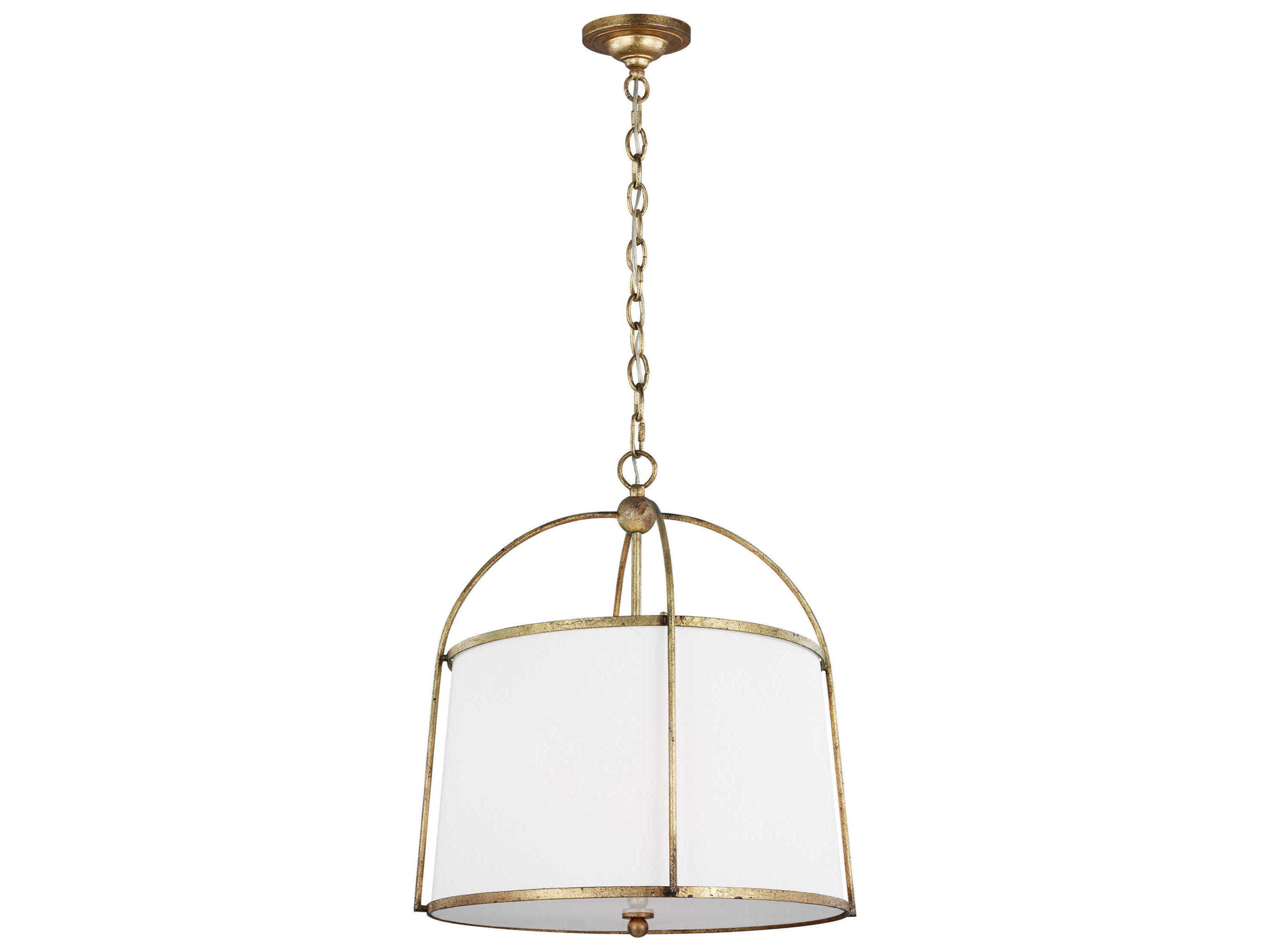Visual Comfort Studio Stonington 2-Light Antique Gild Gold Drum Pendant