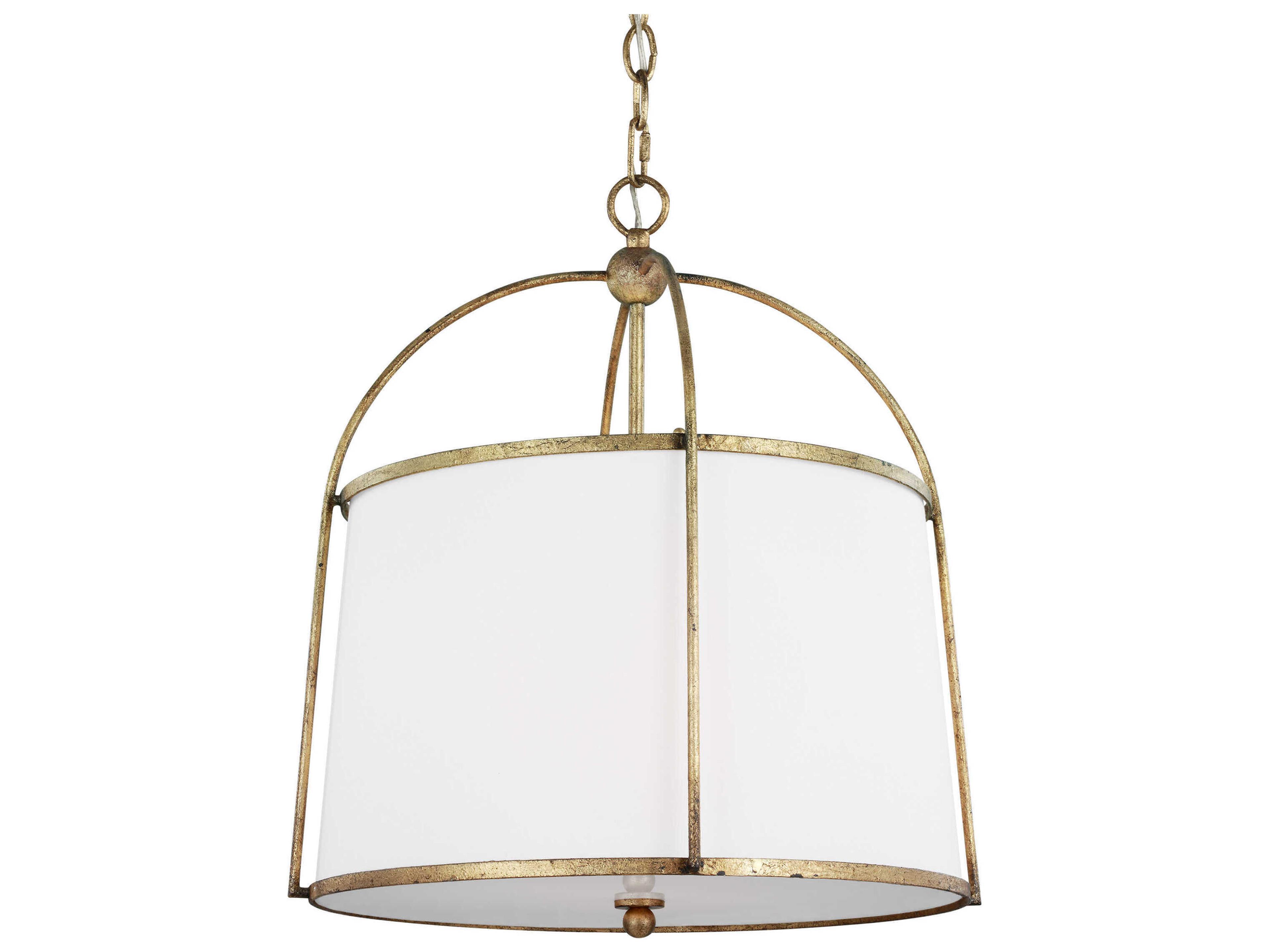 Visual Comfort Studio Stonington 2-Light Antique Gild Gold Drum Pendant