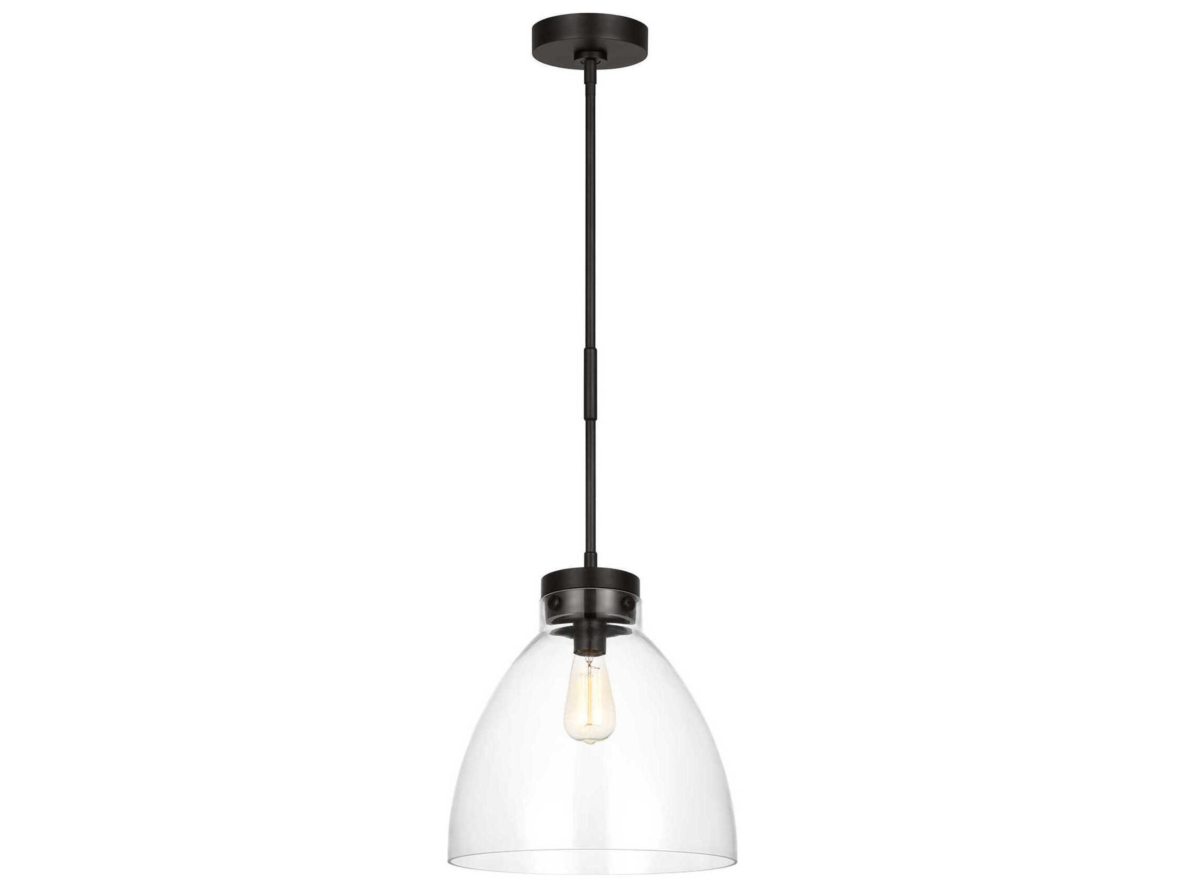 Visual Comfort Studio Garrett 1-Light Aged Iron Black Pendant