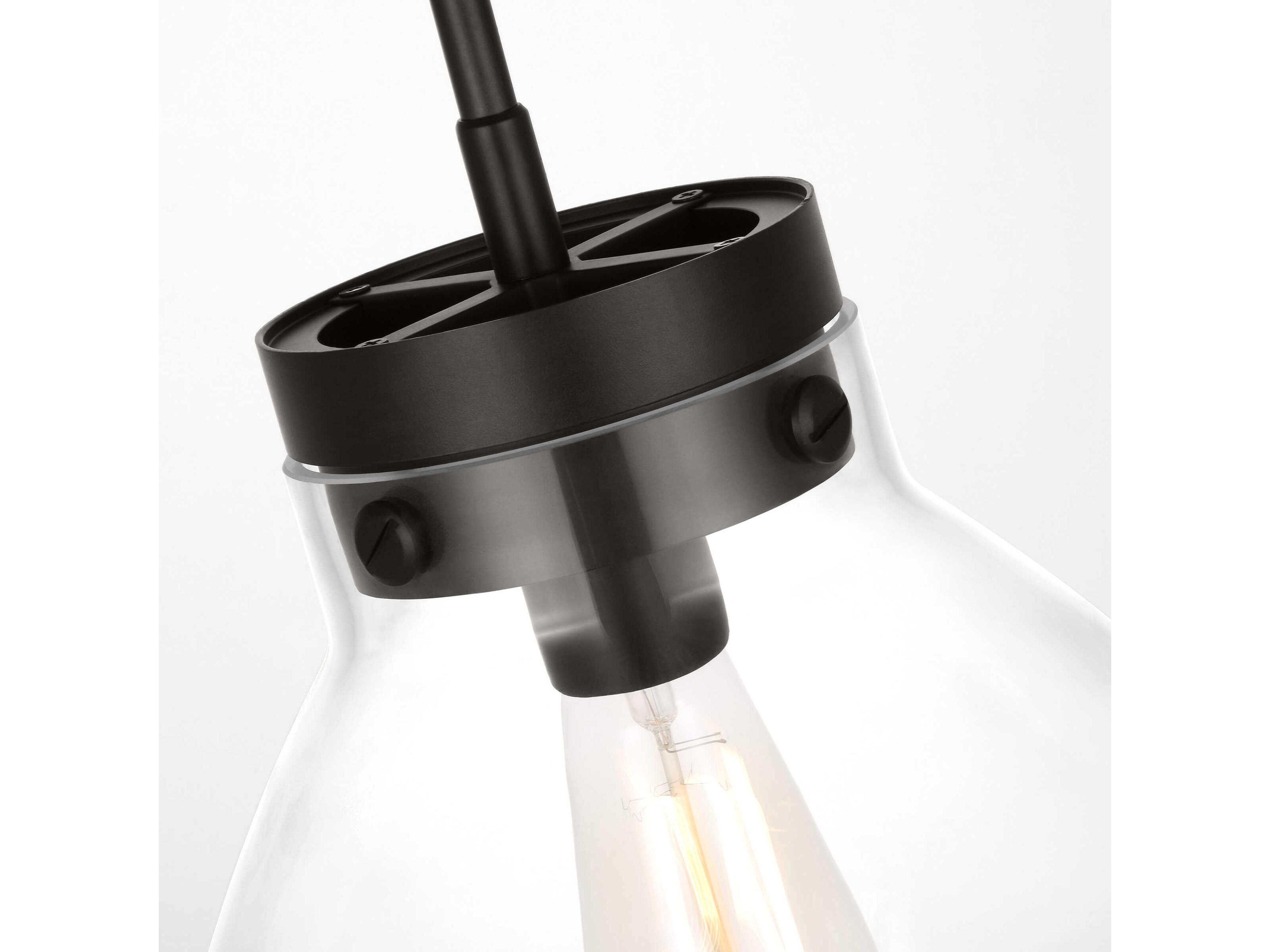 Visual Comfort Studio Garrett 1-Light Aged Iron Black Pendant