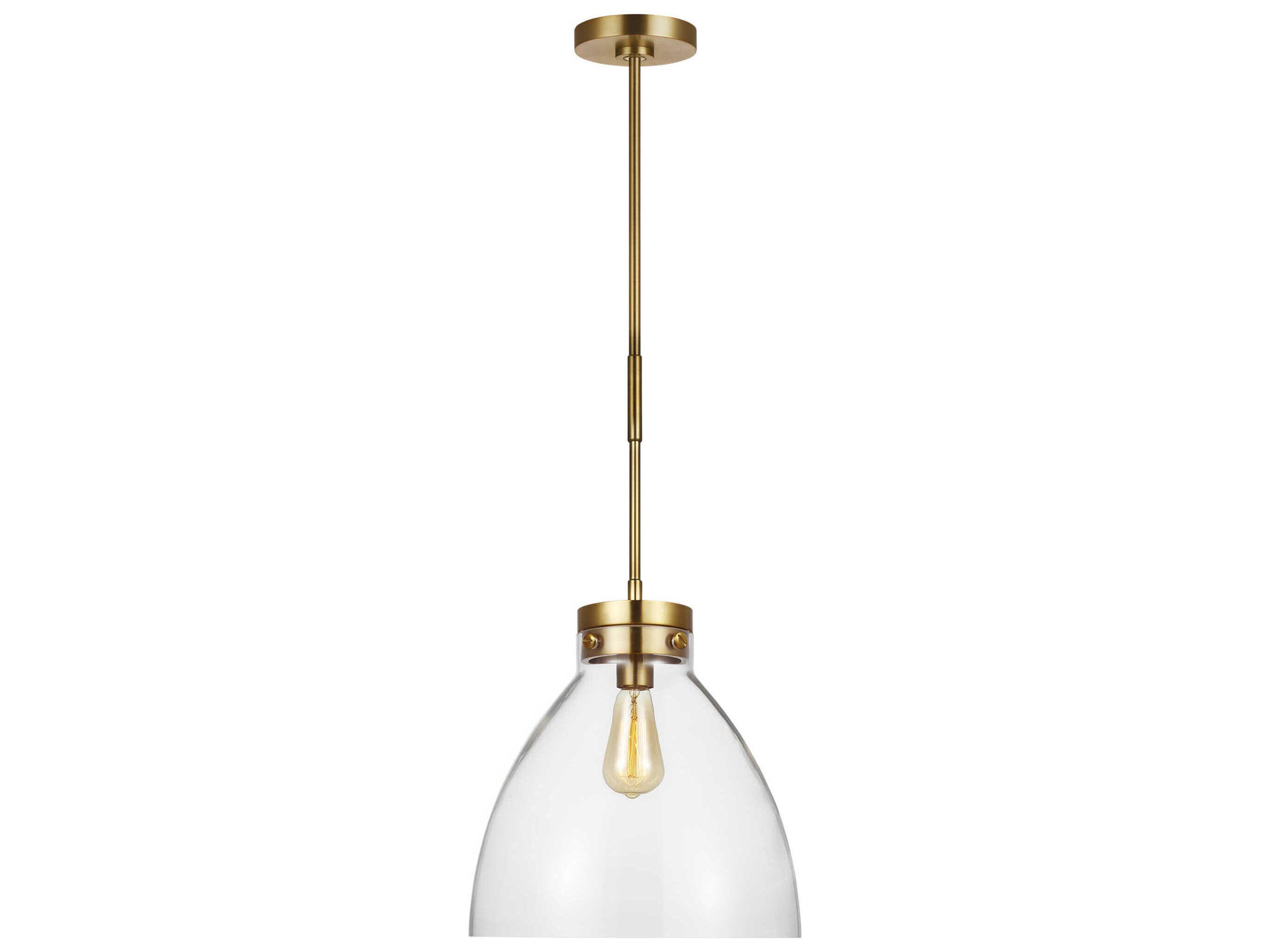 Garrett Wide Pendant Burnished Brass Clear Glass