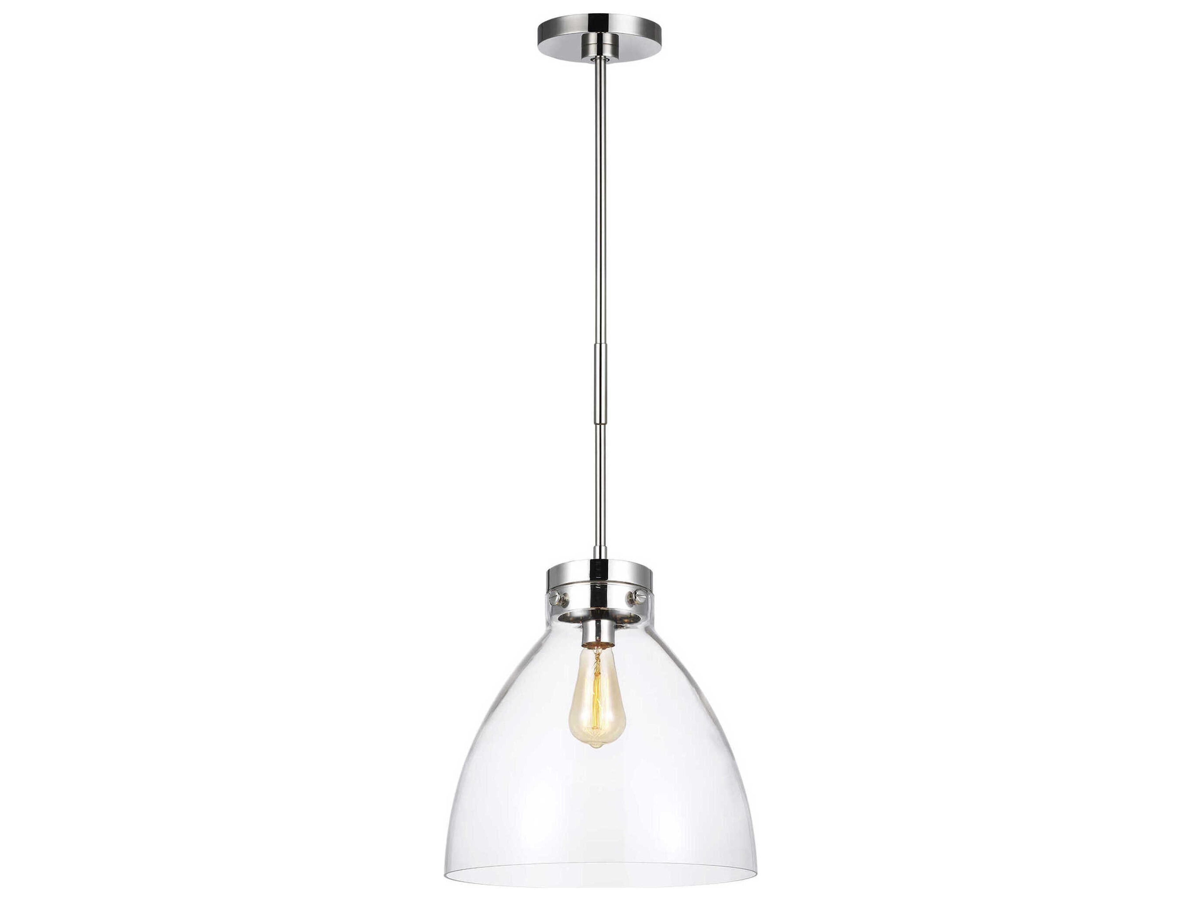 Visual Comfort Studio Garrett 1-Light Polished Nickel Dome Pendant