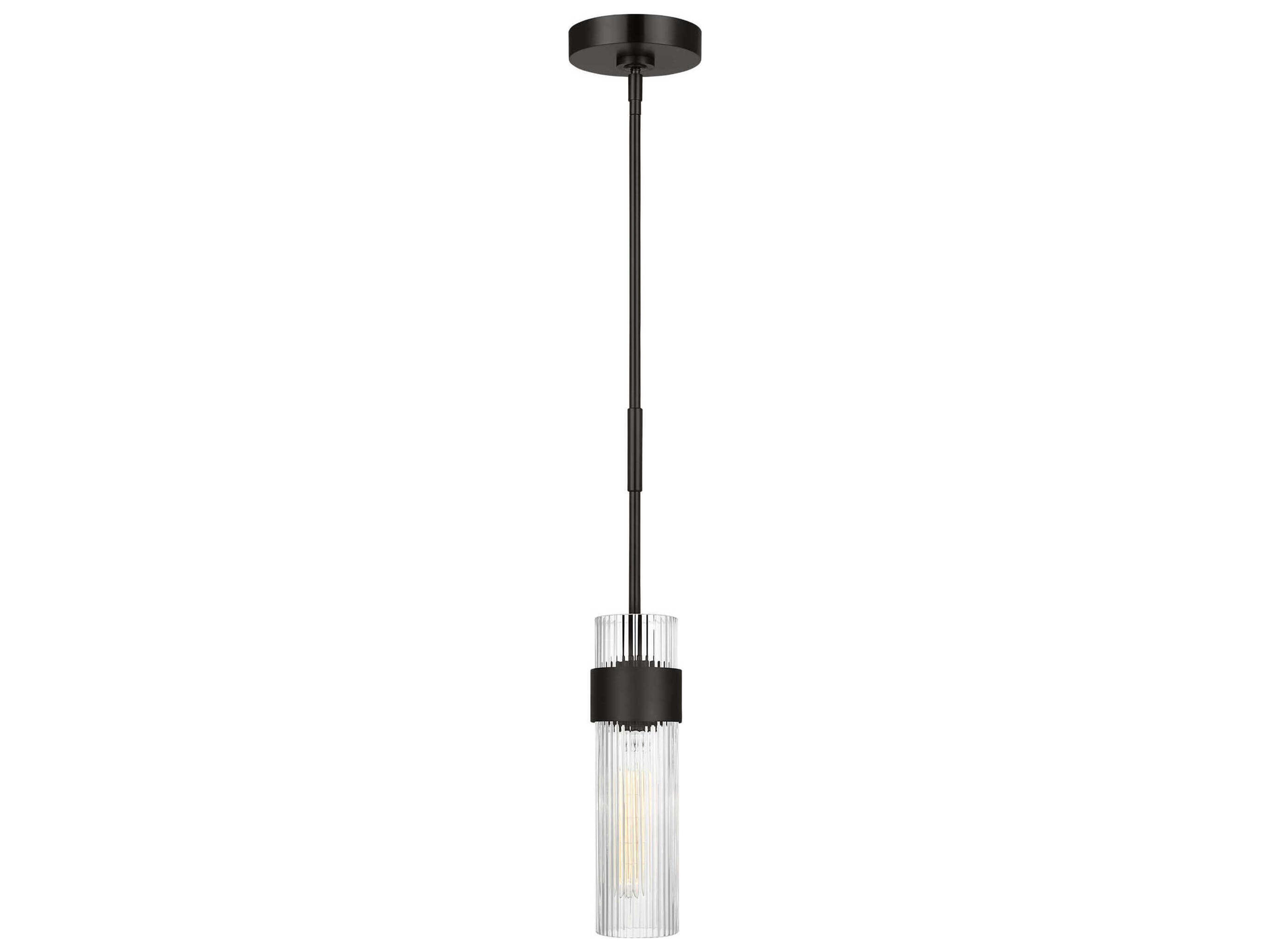 Geneva 1-Light Mini Pendant Aged Iron Fluted Glass