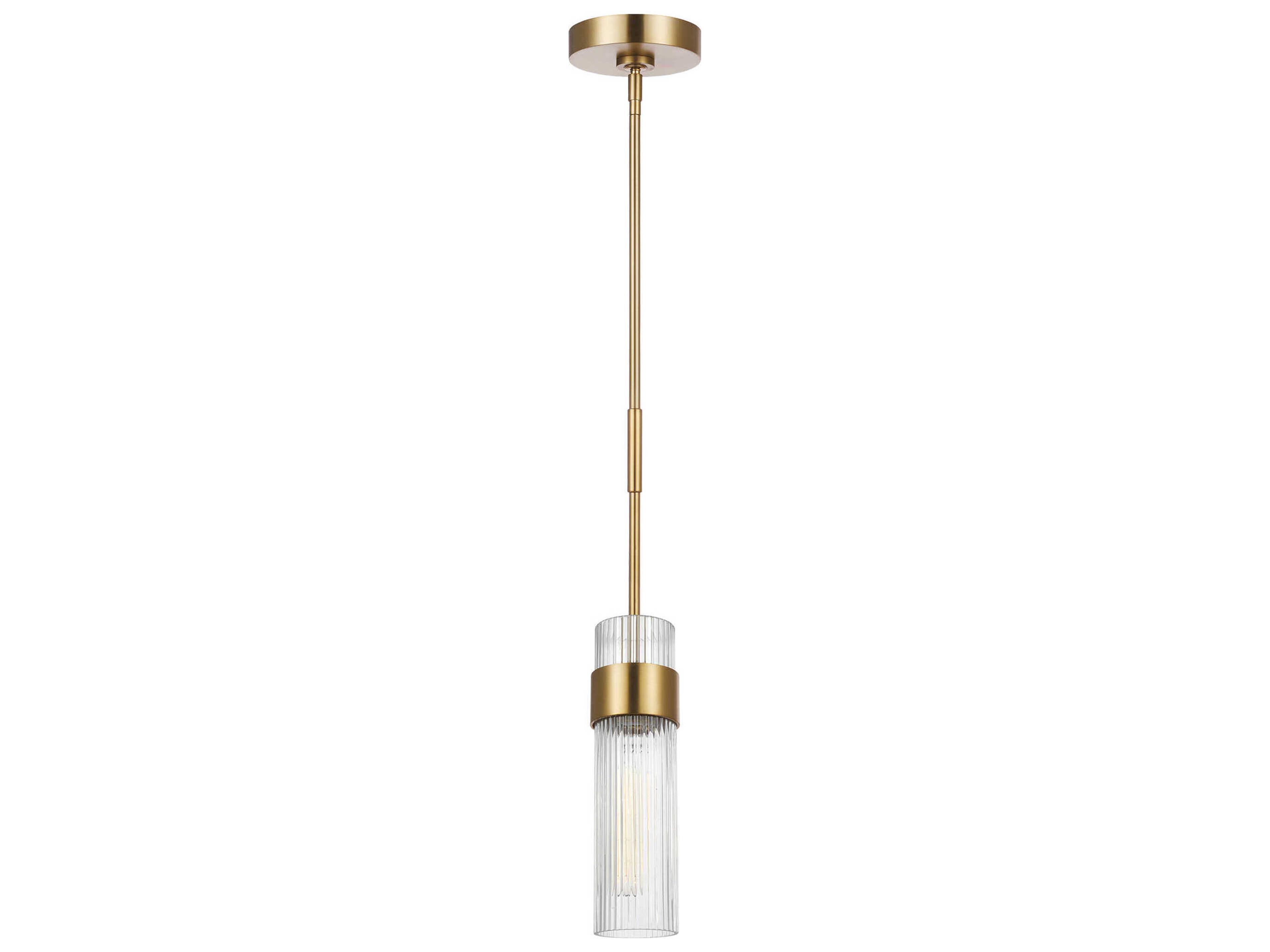 Visual Comfort Studio Geneva 1-Light Burnished Brass Cylinder Mini Pendant