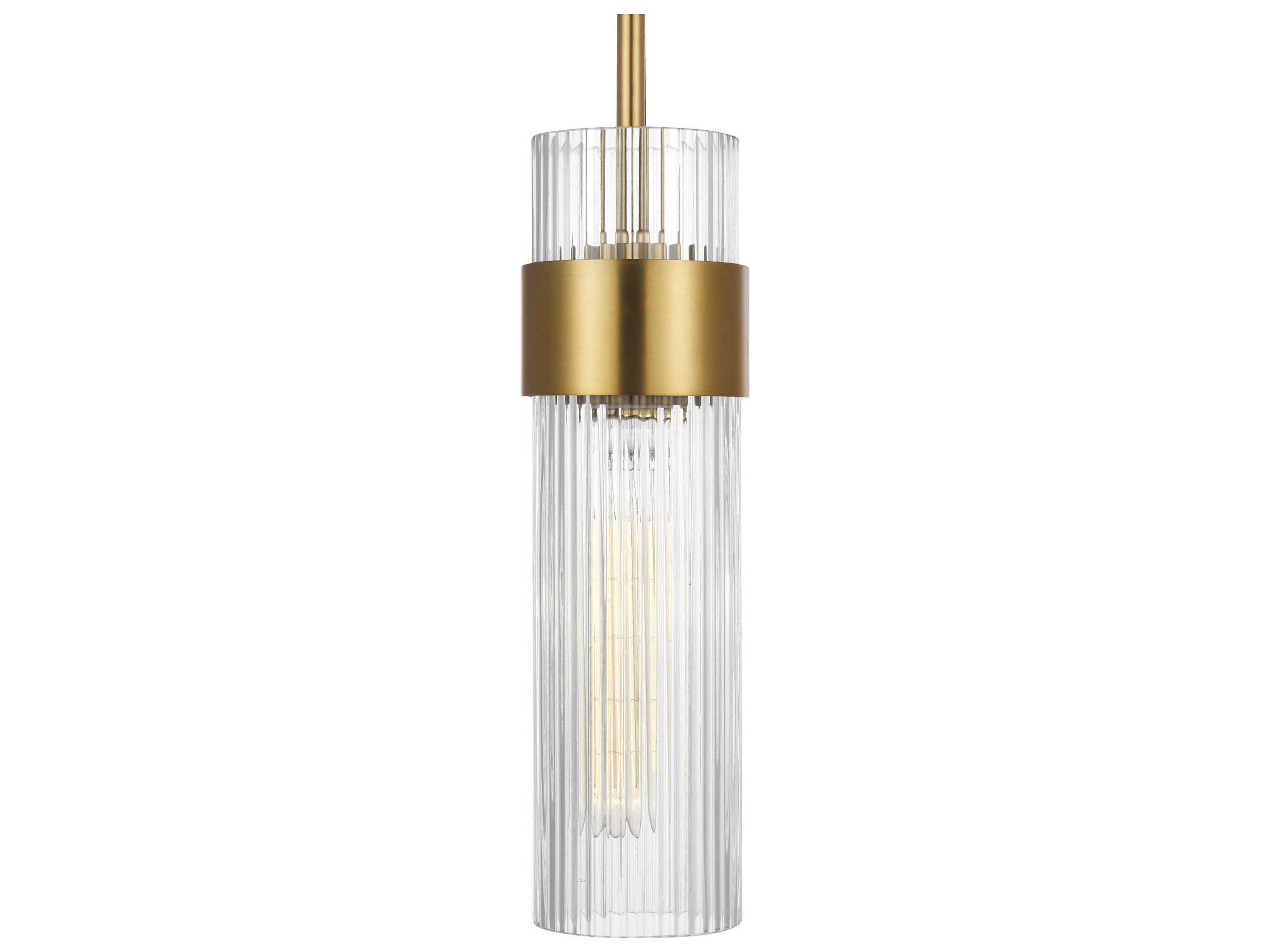 Visual Comfort Studio Geneva 1-Light Burnished Brass Cylinder Mini Pendant