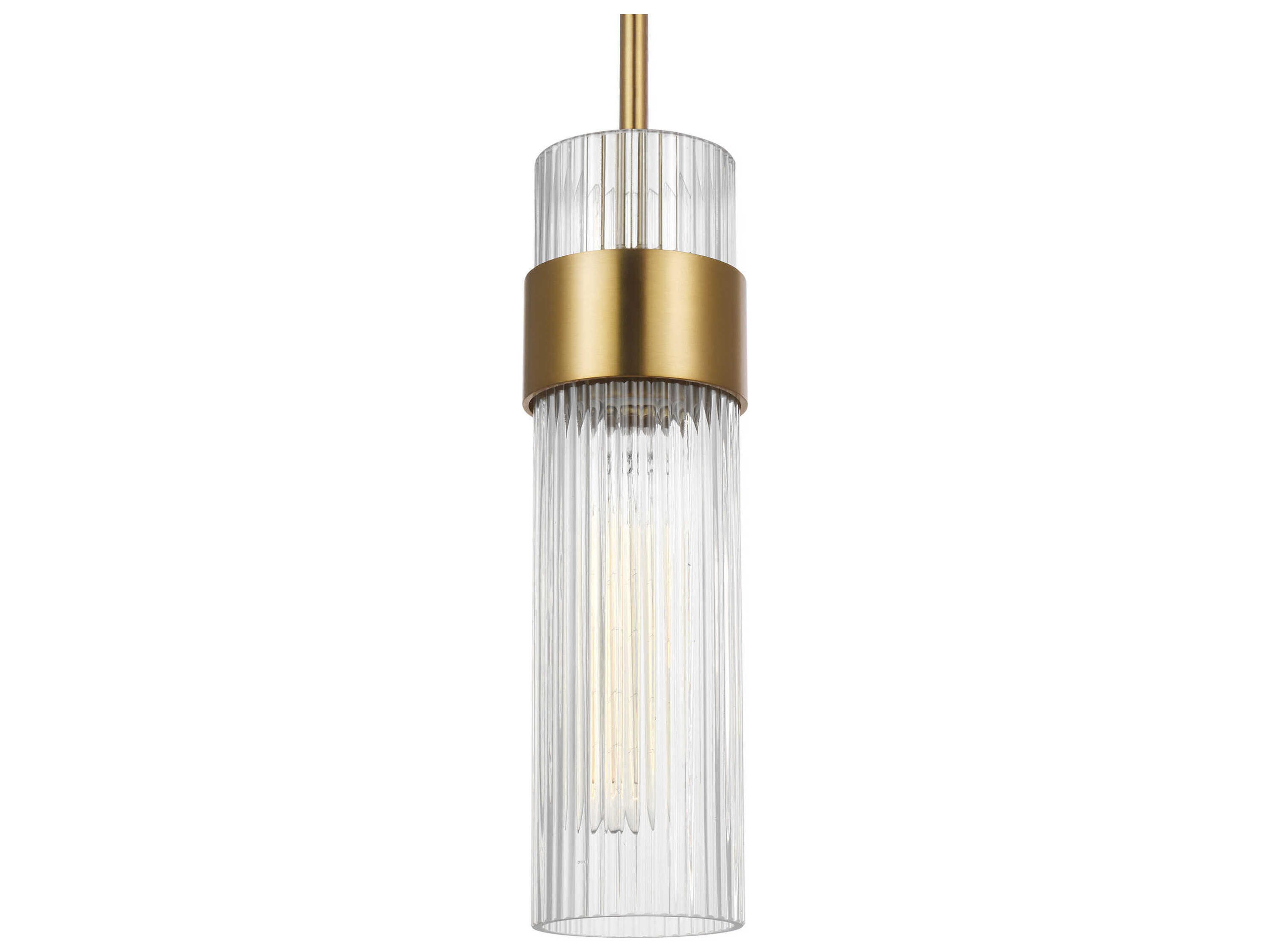 Visual Comfort Studio Geneva 1-Light Burnished Brass Cylinder Mini Pendant