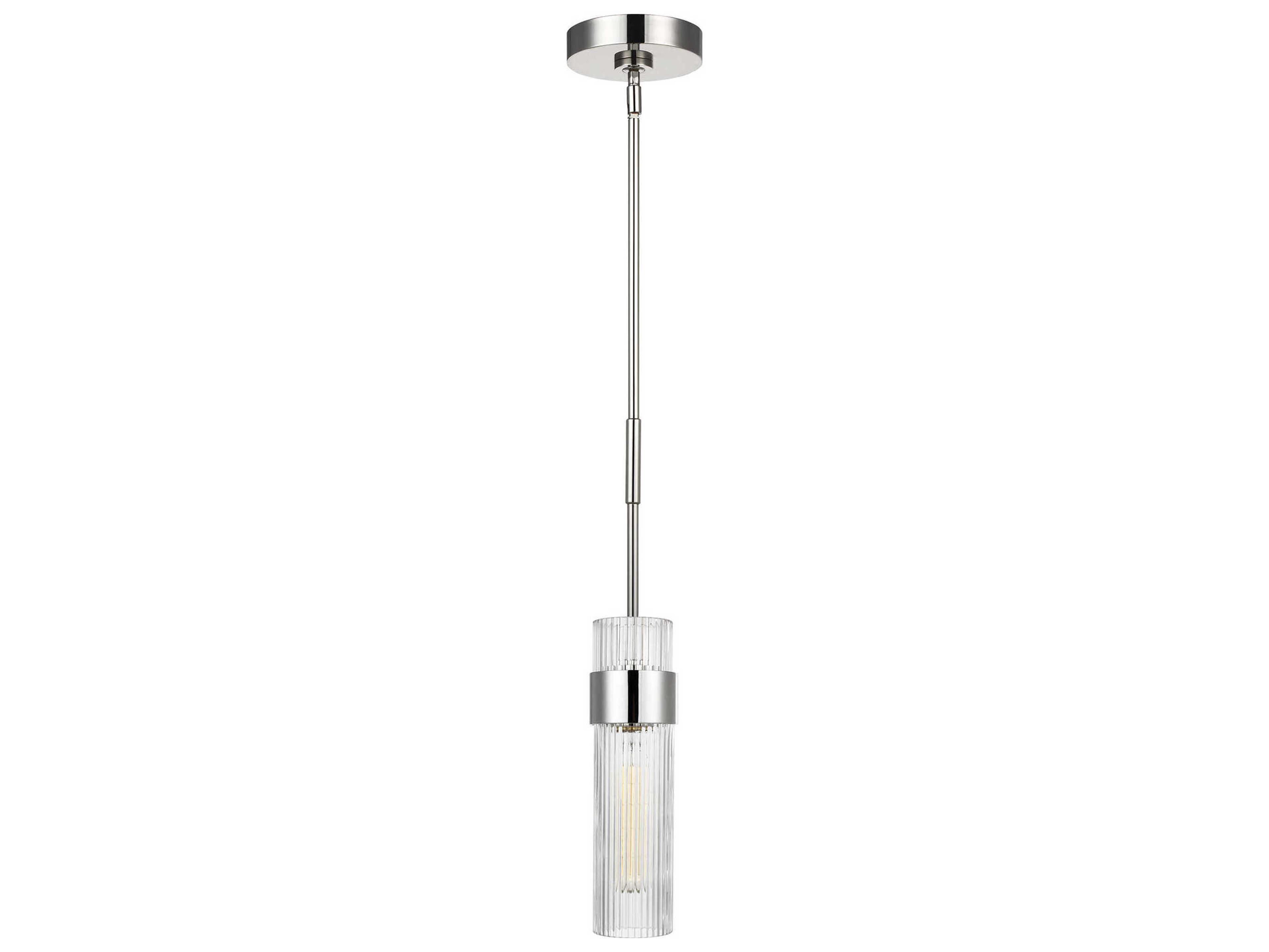 Geneva 1-Light Pendant Polished Nickel Fluted Glass