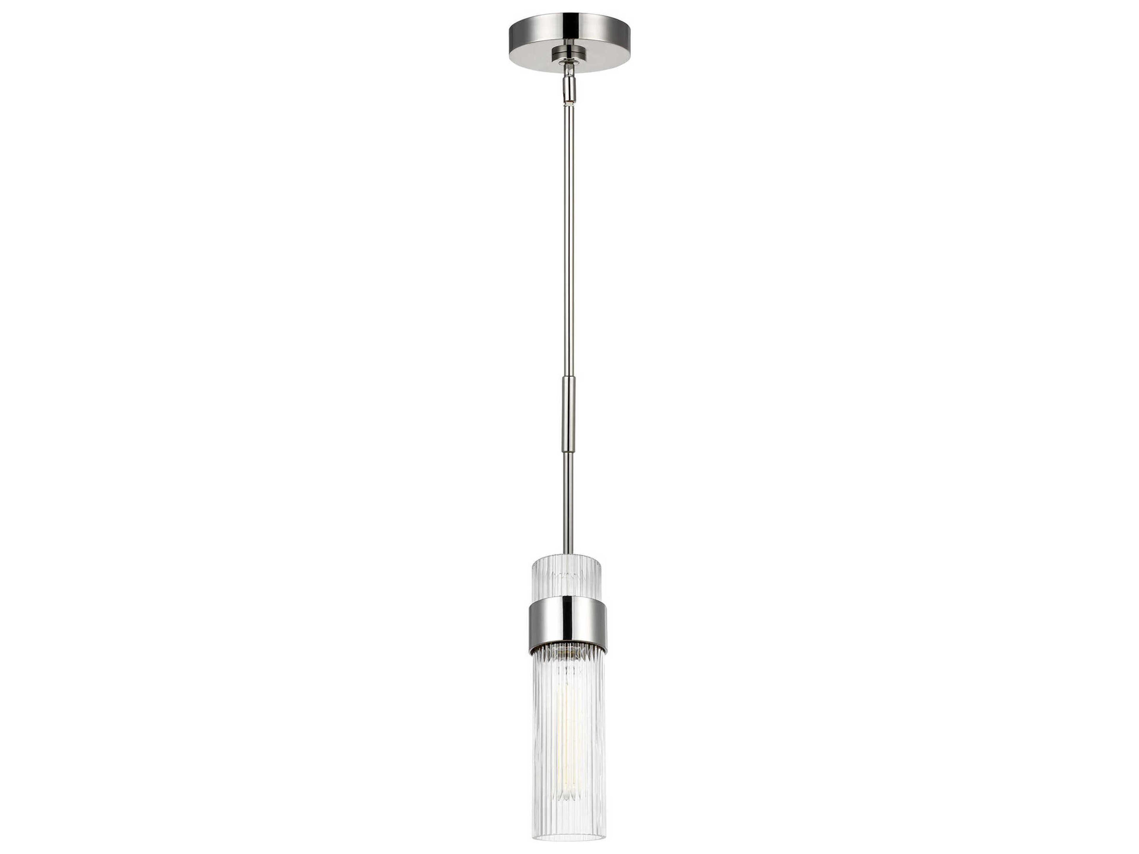 Visual Comfort Studio Geneva 1-Light Polished Nickel Cylinder Mini Pendant