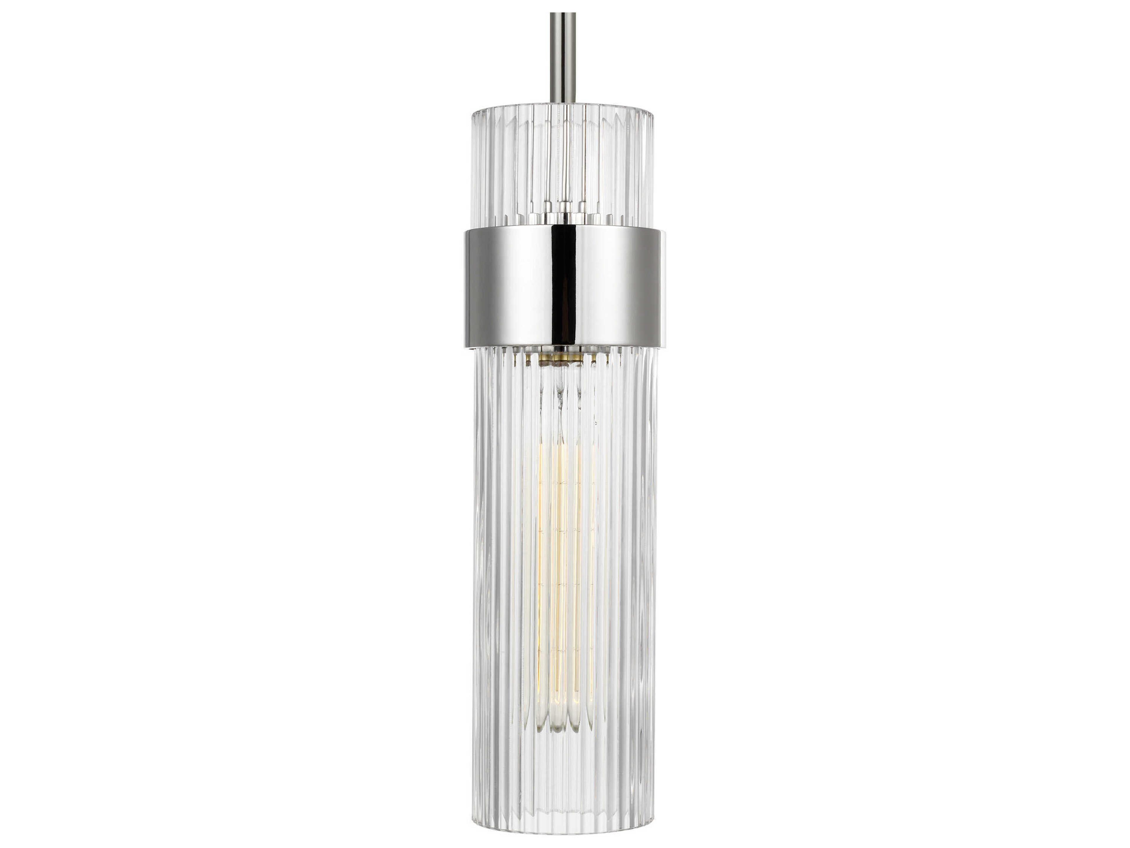 Visual Comfort Studio Geneva 1-Light Polished Nickel Cylinder Mini Pendant