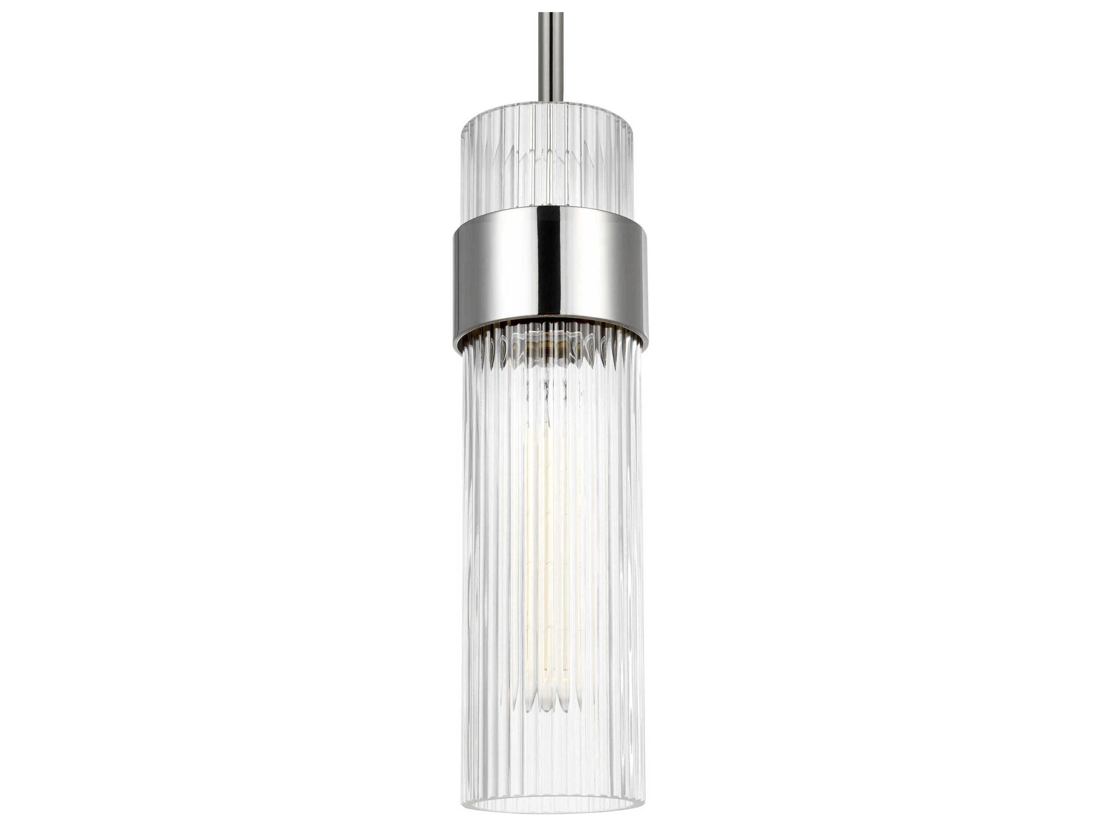 Visual Comfort Studio Geneva 1-Light Polished Nickel Cylinder Mini Pendant