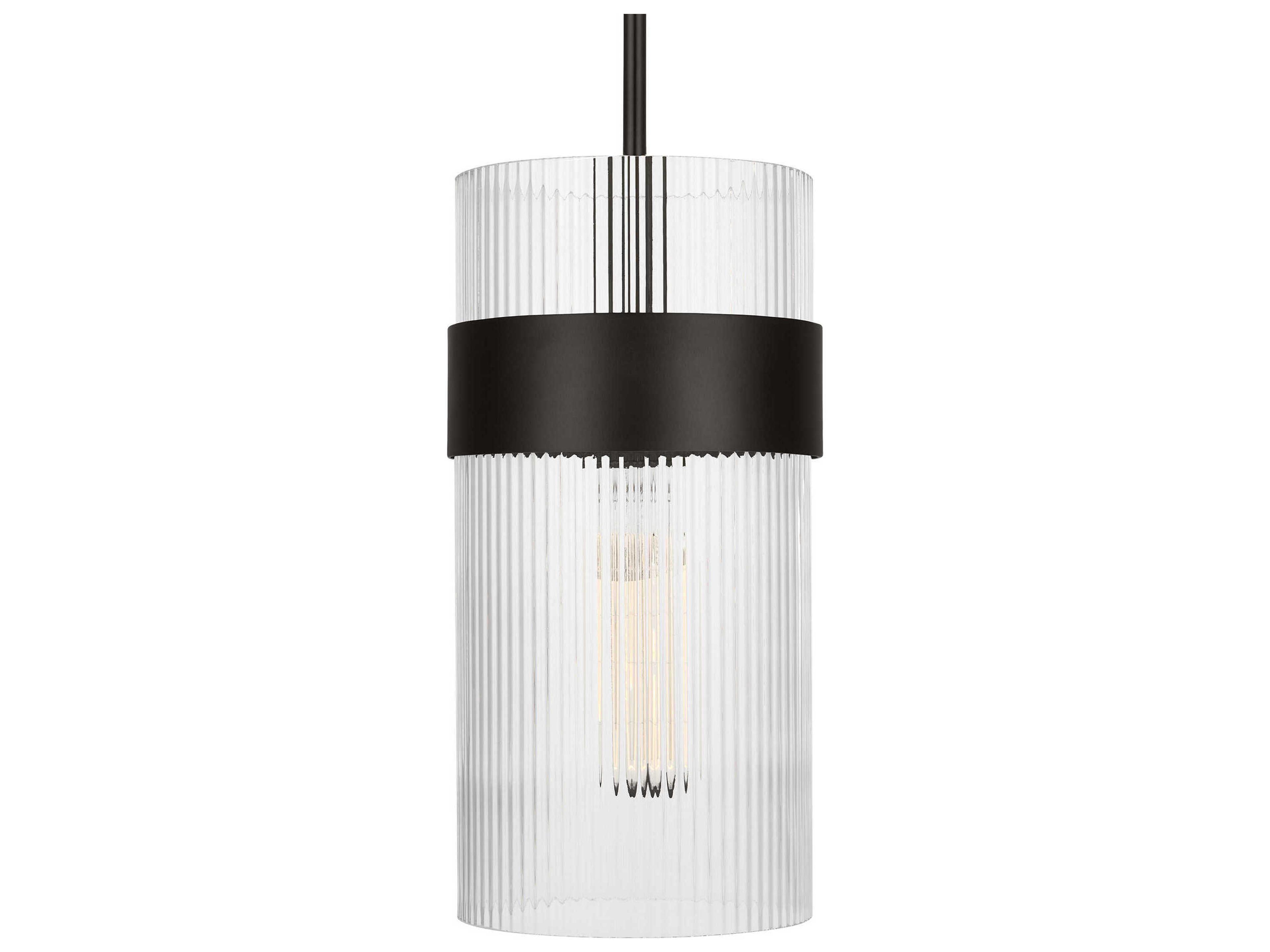 Visual Comfort Studio Geneva 1-Light Aged Iron Black Cylinder Mini Pendant