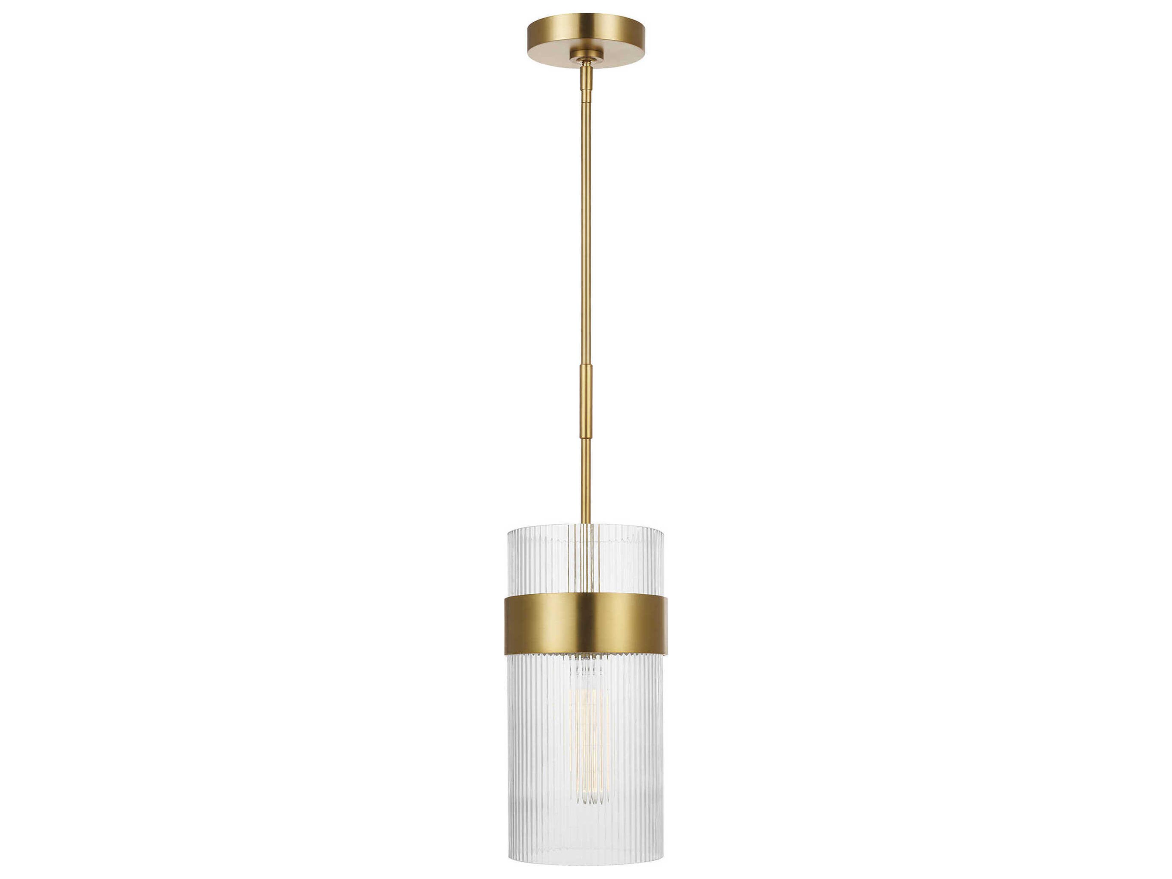 Geneva 1-Light Large Pendant Burnished Brass Fluted Glass