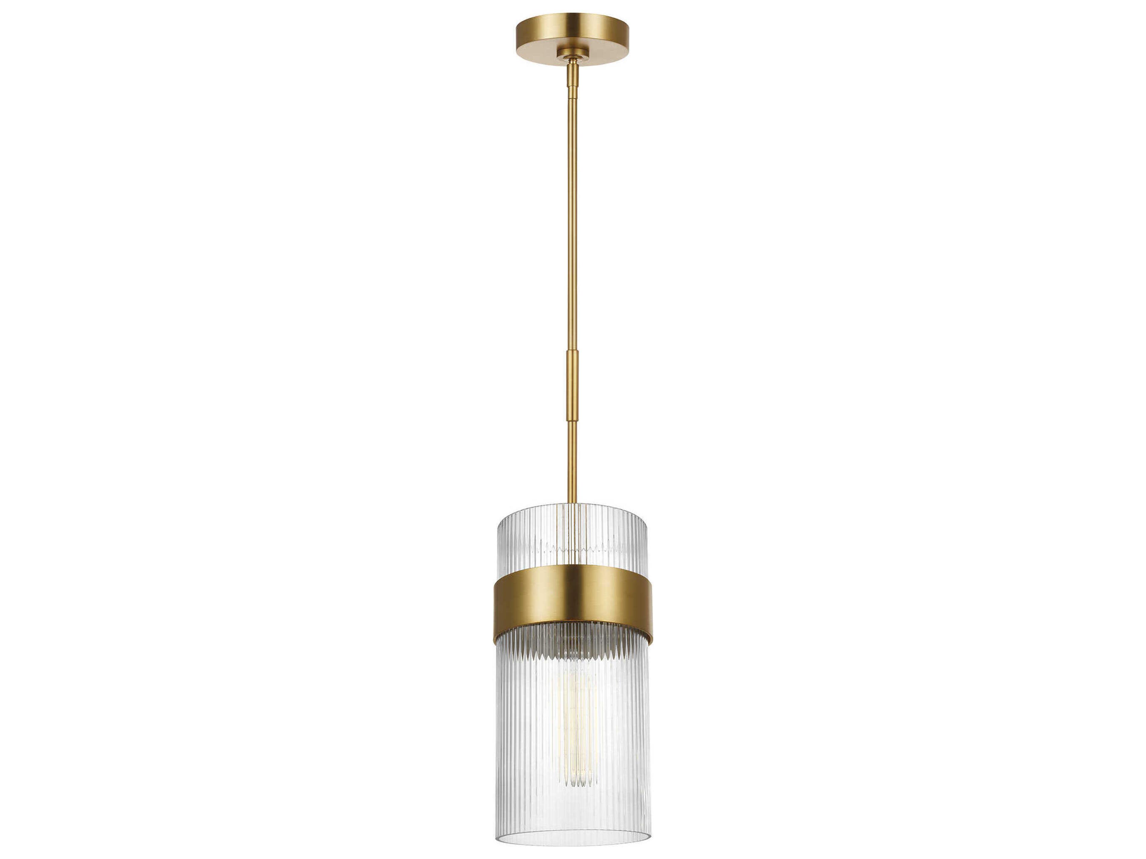 Visual Comfort Studio Geneva 1-Light Burnished Brass Cylinder Mini Pendant