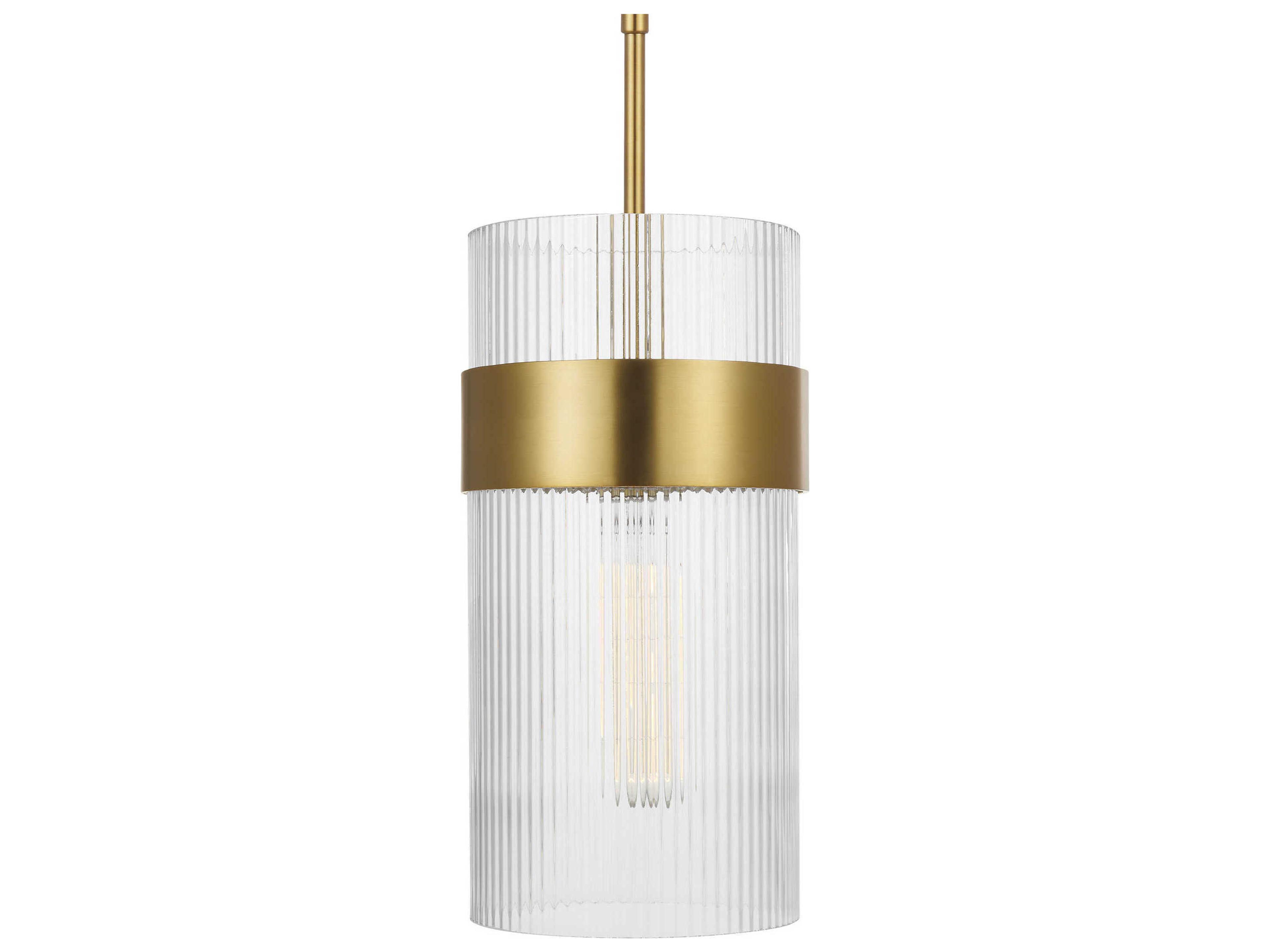 Visual Comfort Studio Geneva 1-Light Burnished Brass Cylinder Mini Pendant